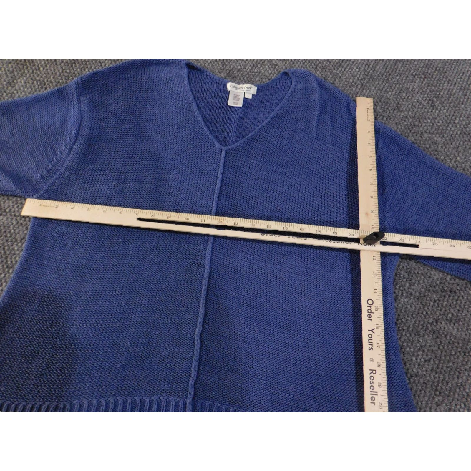 Coldwater Creek Coldwater Creek Sweater Womens Large Blue V-Neck 3/4 Sleeve Ribbed Pullover Size L / US 10 / IT 46 - 6 Thumbnail