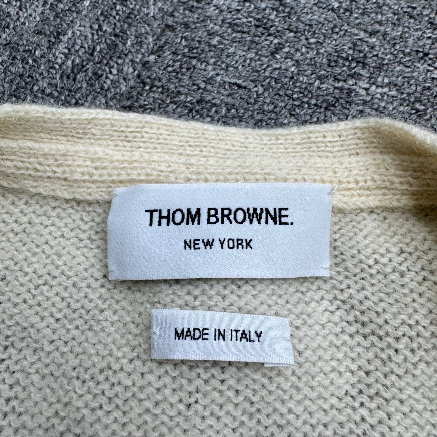 Thom Browne beige wool cardigan from Thom Browne. Size US M / EU 48-50 / 2 - 3 Thumbnail