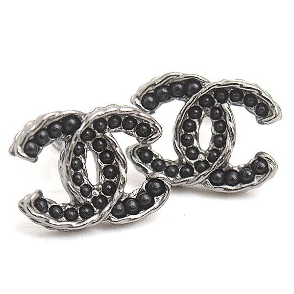 Chanel Chanel Chanel Coco Mark Black Stone Metal Earrings Metal Earrings 74759 in Great Condition Size ONE SIZE - 1 Thumbnail