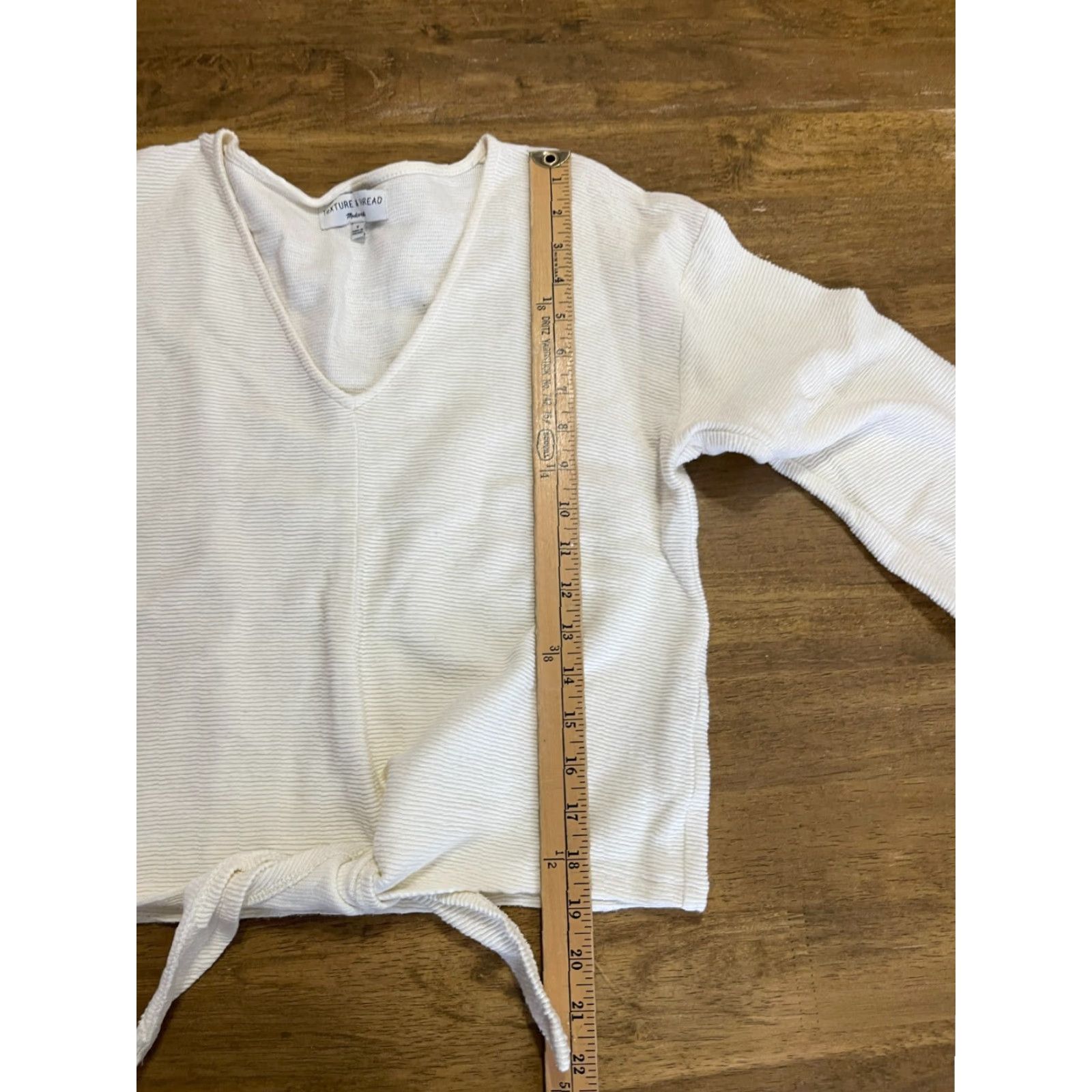 Madewell Madewell Texture & Thread Shirt Women's Small Ivory V-neck Front Tie Shirt Size S / US 4 / IT 40 - 7 Thumbnail