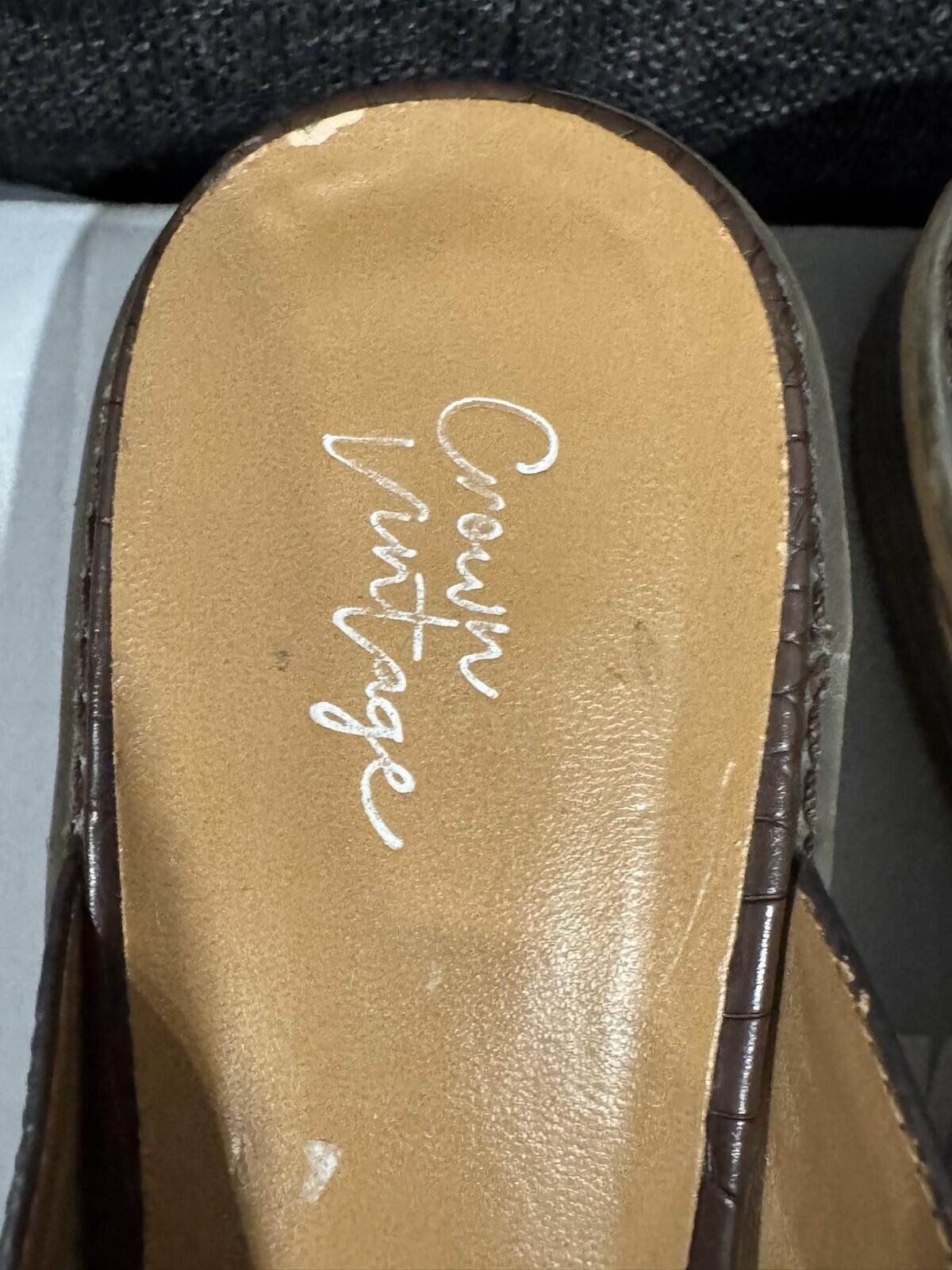 Other Crown Vintage Lacerate Croc Embossed Mules Slip On Sz 9.5M Size US 9.5 / IT 39.5 - 6 Thumbnail