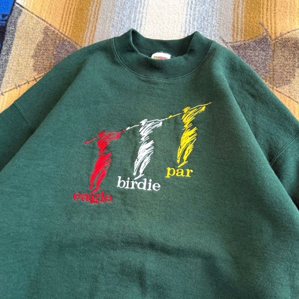 Fruit Of The Loom VINTAGE 90s Golf Embroidered Crewneck Sweatshirt Mens Large Green Golfing Par Birdie Fiber of the Loom Brand Sweatshirt Size US L / EU 52-54 / 3 - 3 Thumbnail