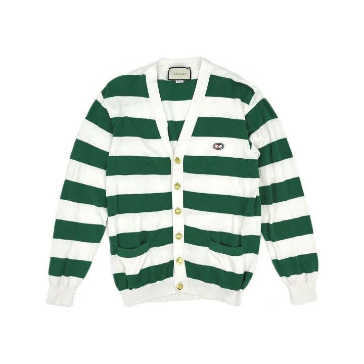 Gucci Gucci Gucci Green Striped Knit Cardigan for Men -2506 Size US M / EU 48-50 / 2 - 2 Thumbnail