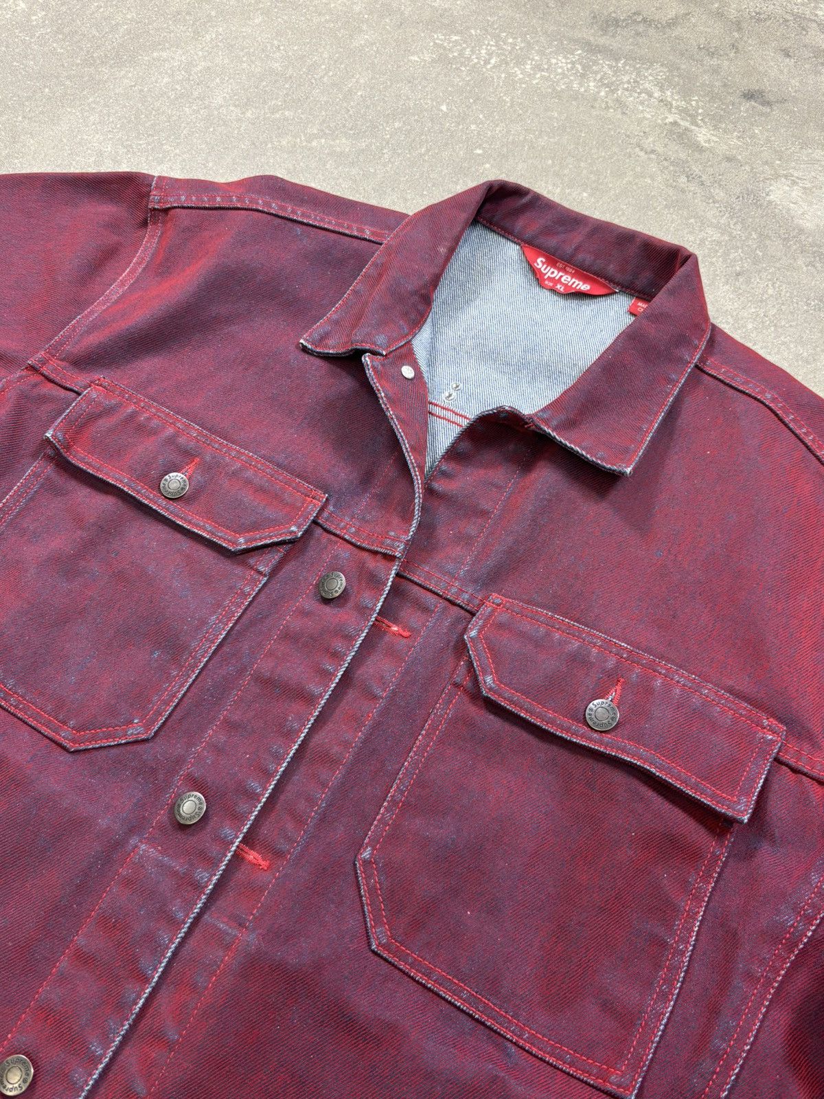 Supreme Supreme Flocked Denim Trucker Jacket (2023) Size US XL / EU 56 / 4 - 9 Thumbnail
