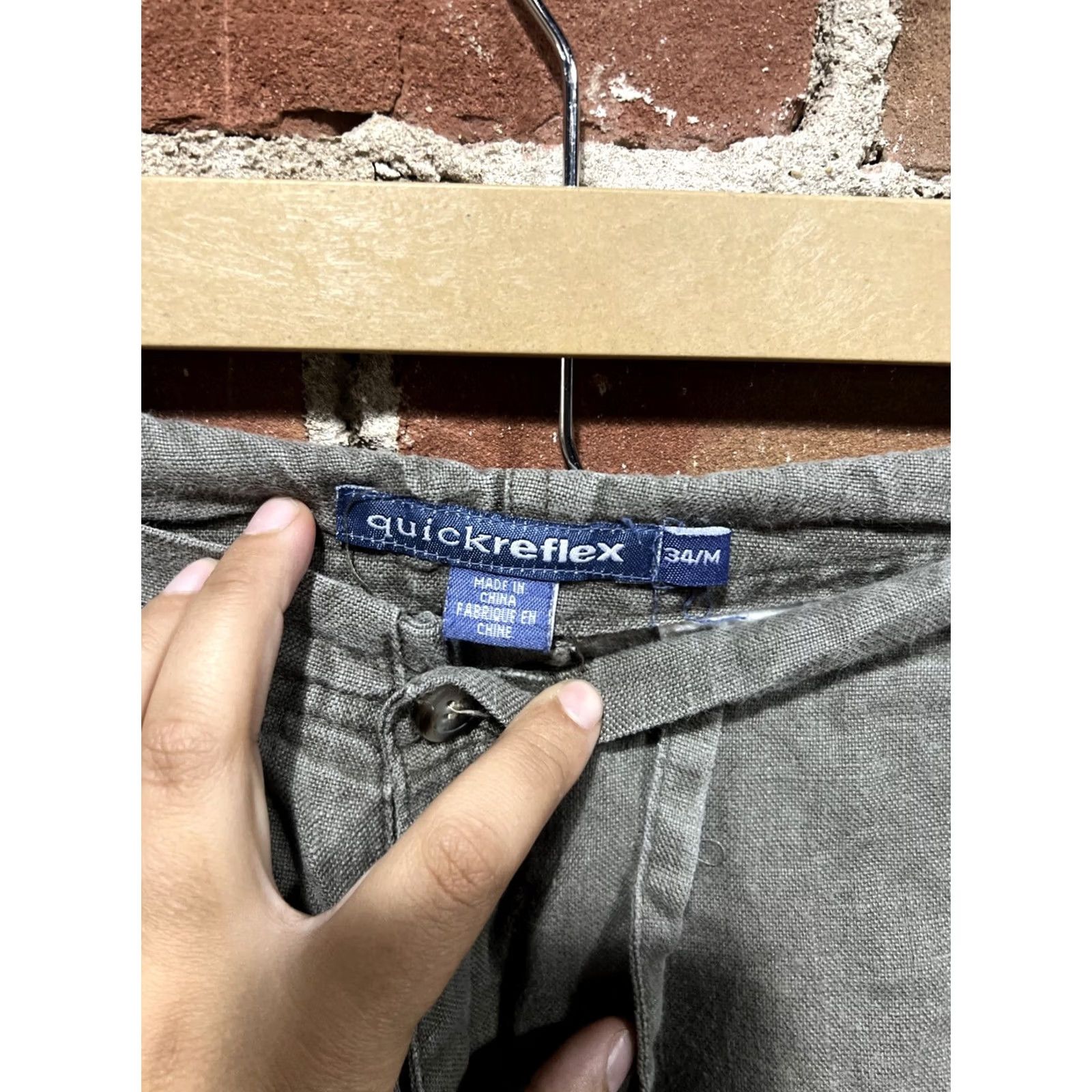 Vintage Quick Reflex Mens Linen Shorts 34 Chino Beige Linen Size US 34 / EU 50 - 2 Thumbnail