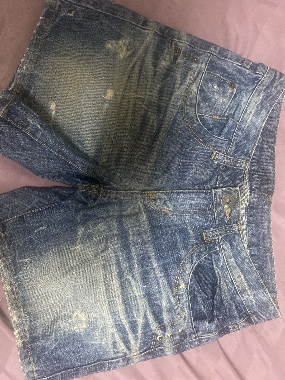Other EVOG'SE Distressed Denim Shorts with Skull Patch Size 24" / US 00 / IT 34 - 4 Thumbnail