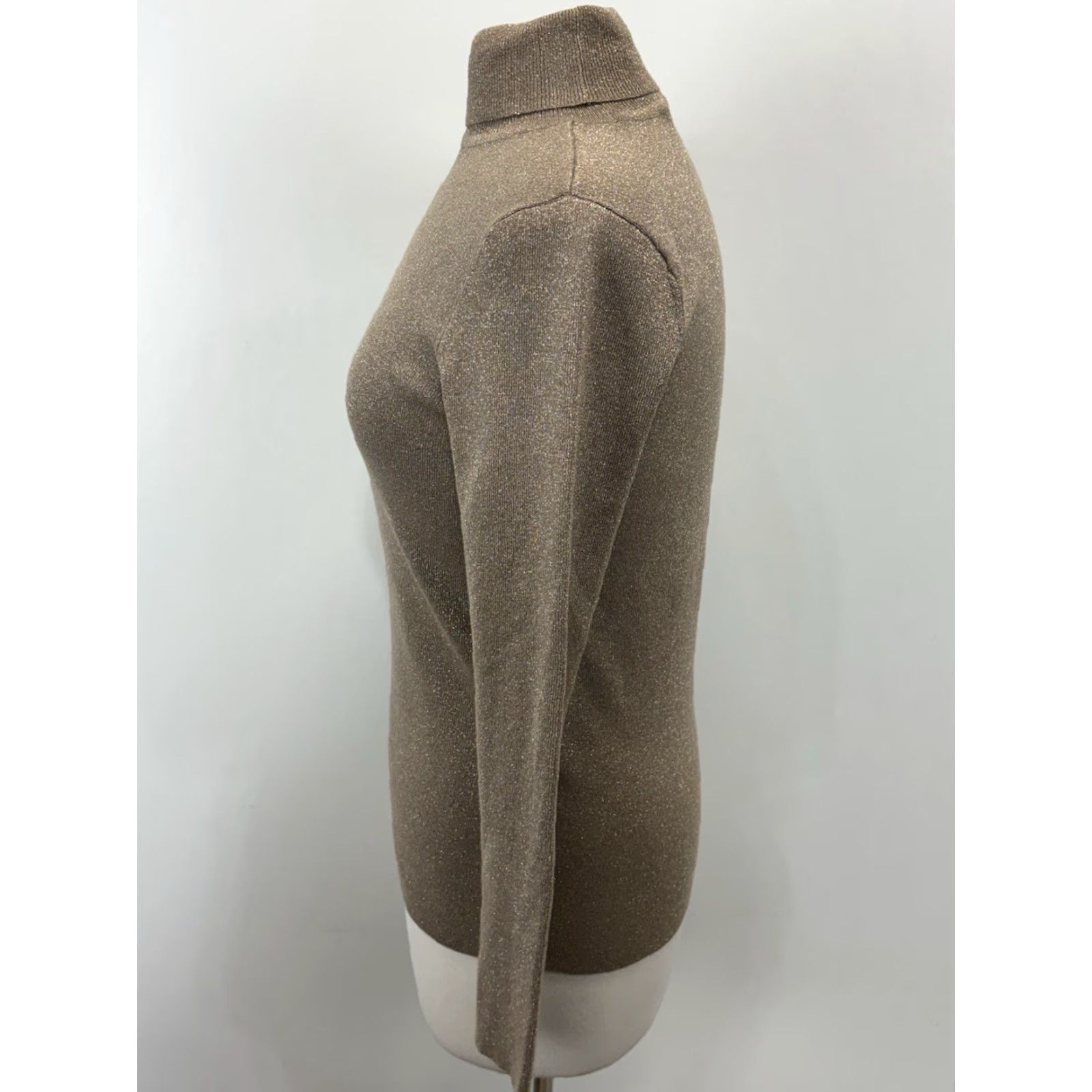 Vintage VINTAGE Chico's Women's Sweater Turtleneck Size Medium US M Gold Metallic Ribbed Knit Pullover 90s Size M / US 6-8 / IT 42-44 - 2 Thumbnail