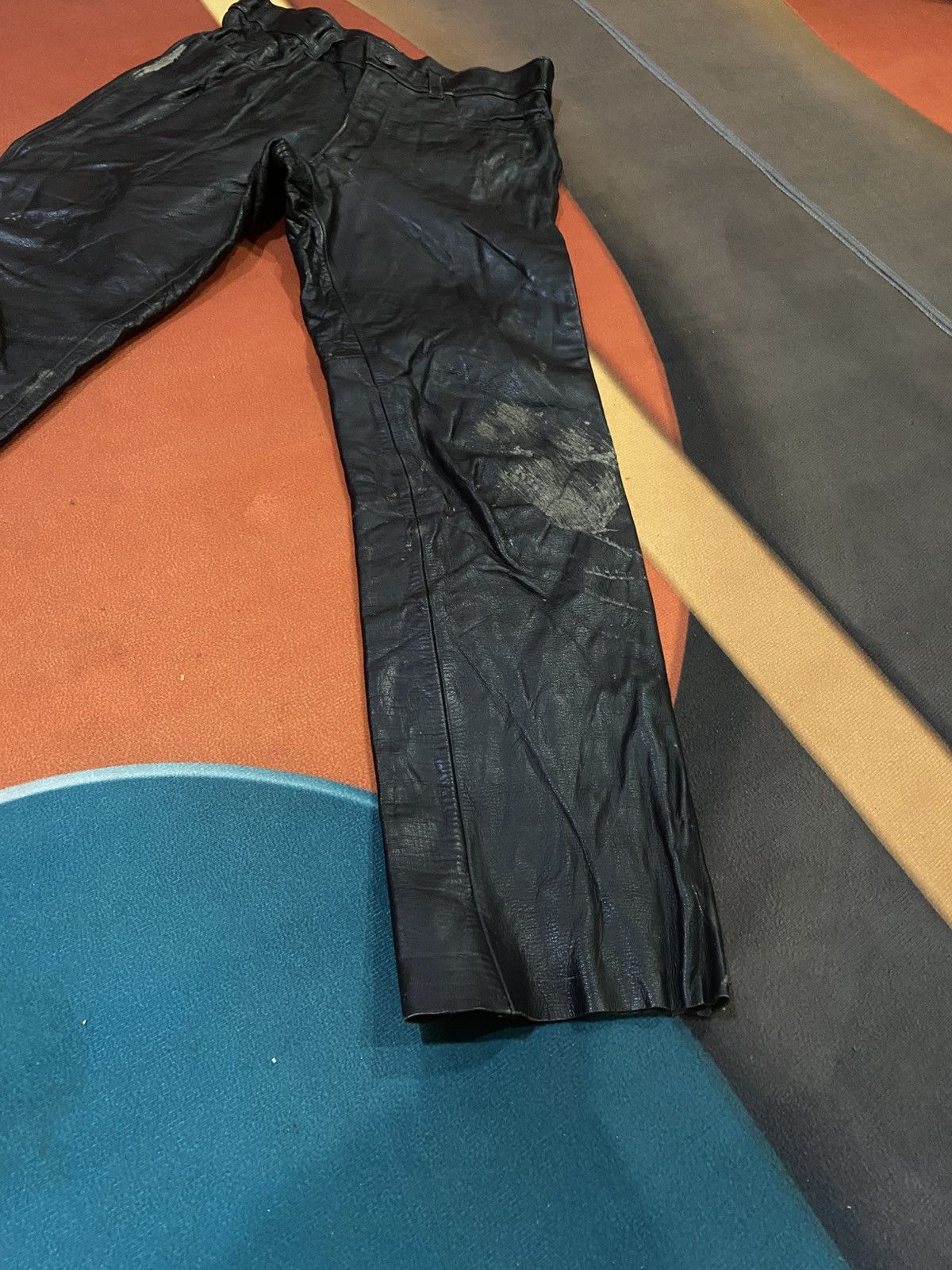 Genuine Leather Vintage NAVY RIDER Black Leather Biker Pant Genuine Leather Size US 29 - 16 Thumbnail