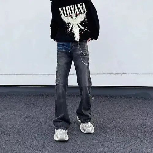 Japanese Brand × Jean Retro high street hip hop draped workwear bootcut jeans Size US 32 / EU 48 - 1 Thumbnail