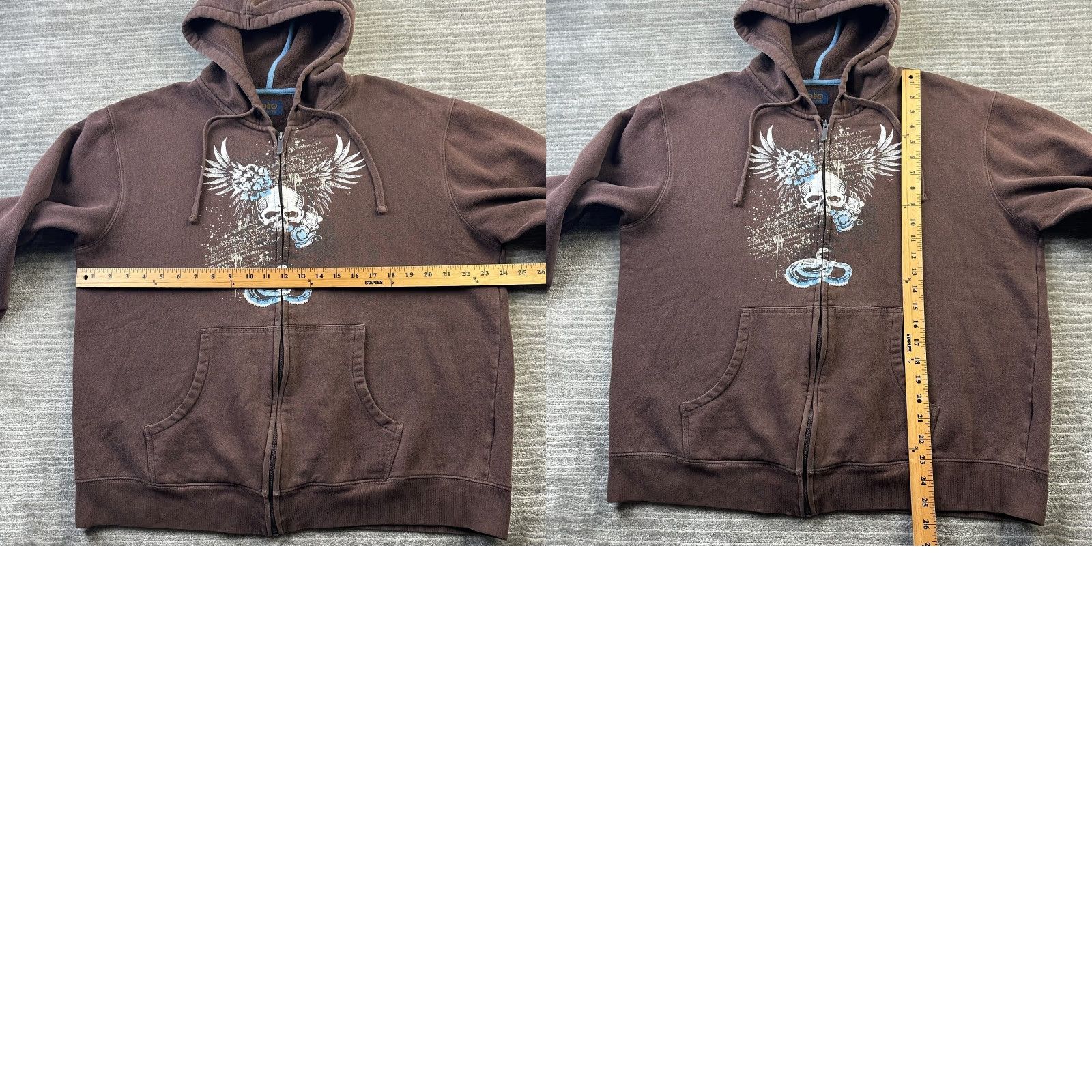 Vintage VINTAGE No Boundaries Hoodie Mens Large Brown Grunge Y2K Full Zip Hooded Logo Pockets Zip Size US L / EU 52-54 / 3 - 8 Thumbnail