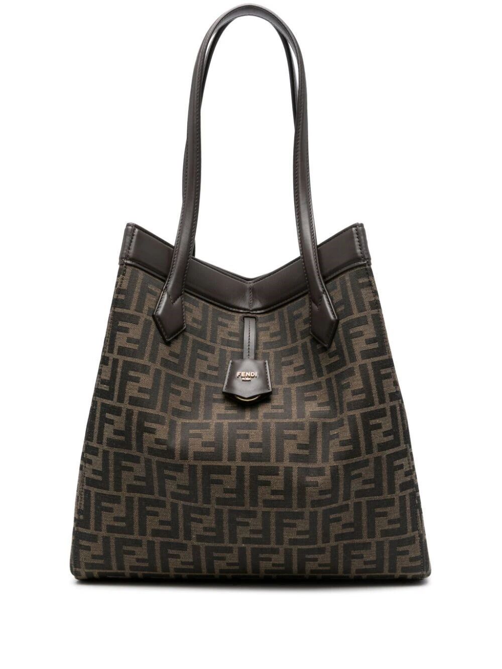image of Fendi Large Origami Tote Bag in Brown, Women's