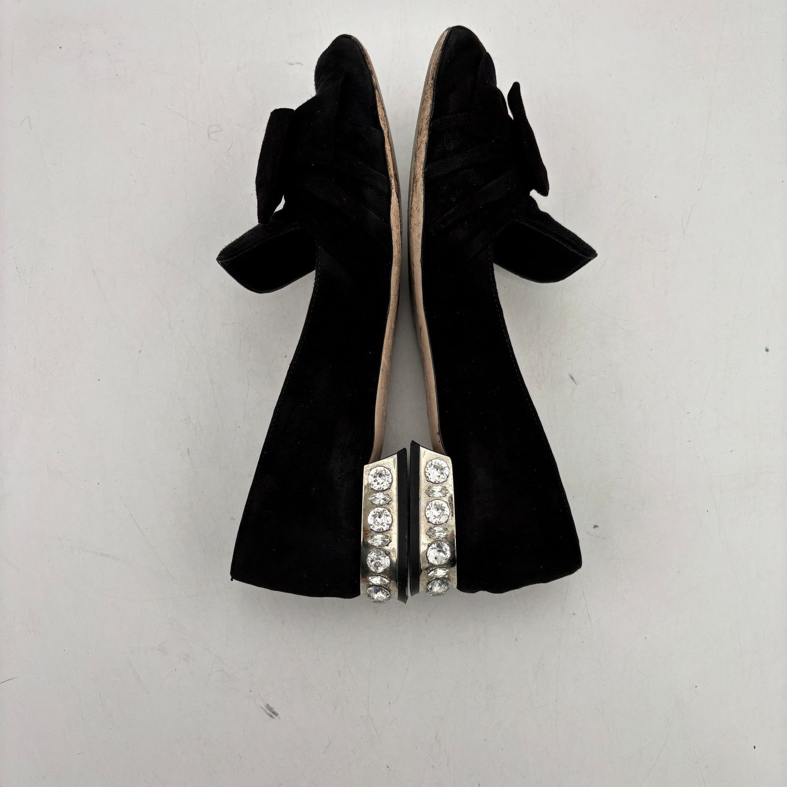 Miu Miu Miu Miu Suede Bow Jeweled Embellished Loafers Women's 37.5 Size US 7.5 / IT 37.5 - 7 Thumbnail