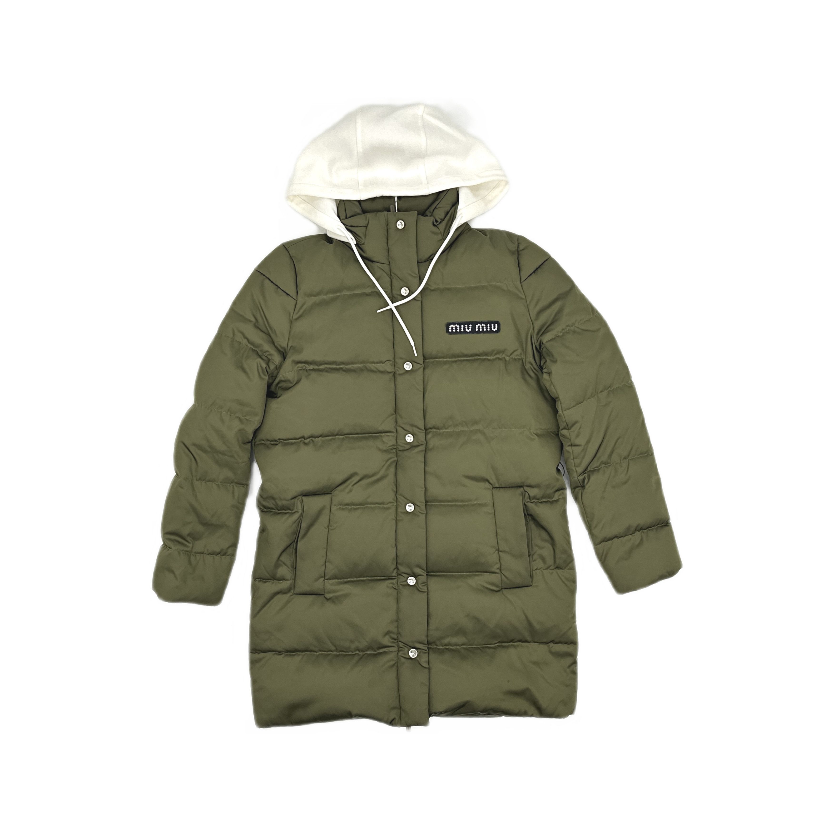 Miu Miu Miu Miu Rhinestone Logo Down Jacket Size 40 Size S / US 4 / IT 40 - 1 Thumbnail