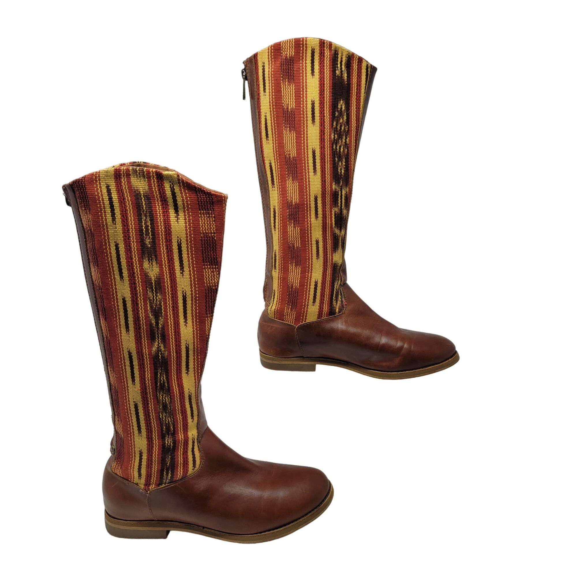 REEF Reef Santa Marta Leather Tapestry Tall Boots 7 Brown Hippie Size US 7 / IT 37 - 9 Thumbnail