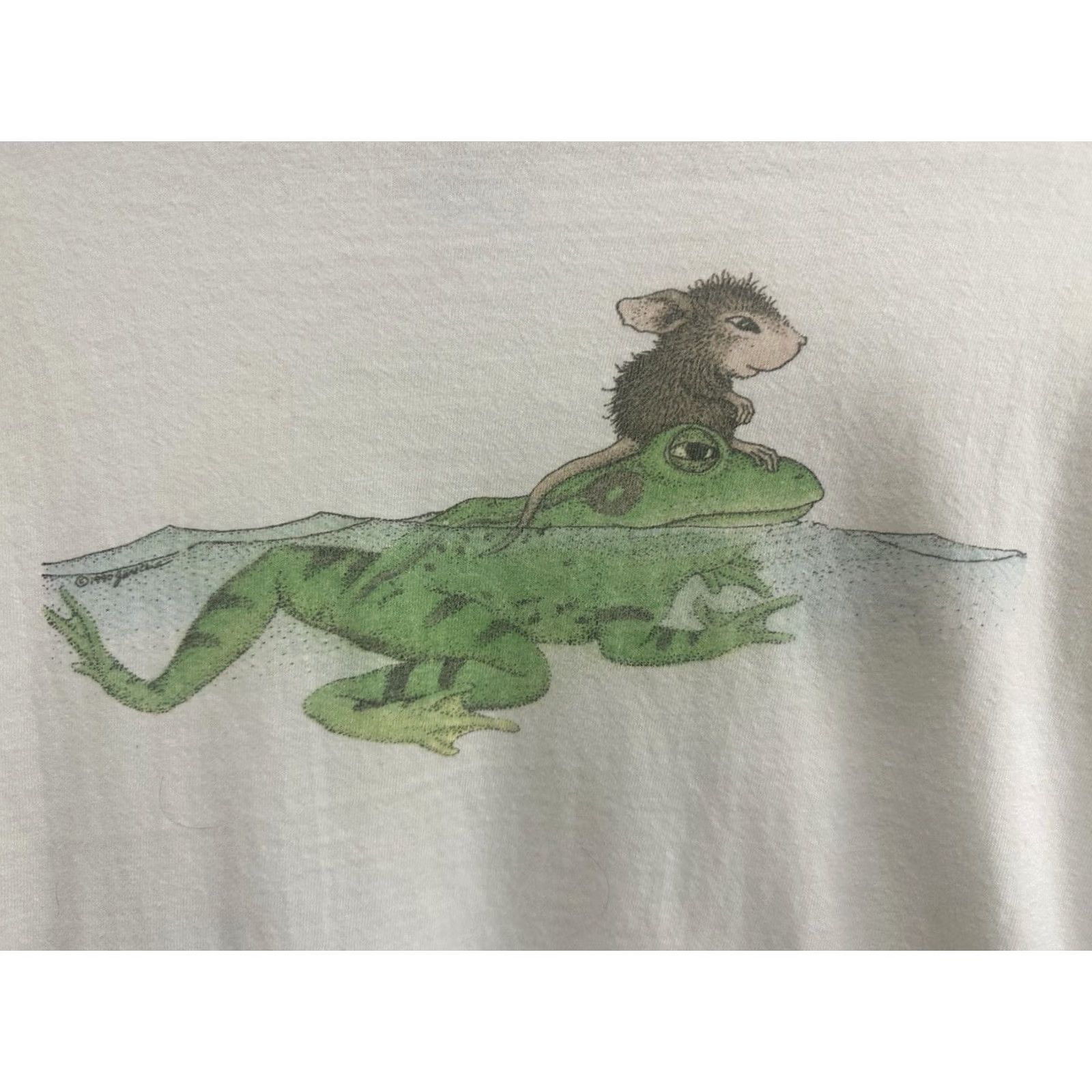 Hanes VTG 90s Symbiosis T-Shirt Mice Frog Reptile Art Nature Hanes White L Mens XS? Size US L / EU 52-54 / 3 - 3 Thumbnail