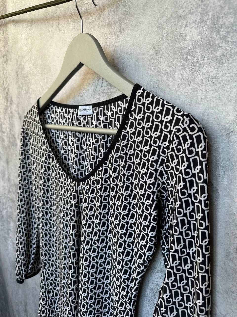 Dolce & Gabbana × Vintage Dolce & Gabbana Monogram Logo Print Stretch Top – Y2K Long Size L / US 10 / IT 46 - 6 Thumbnail