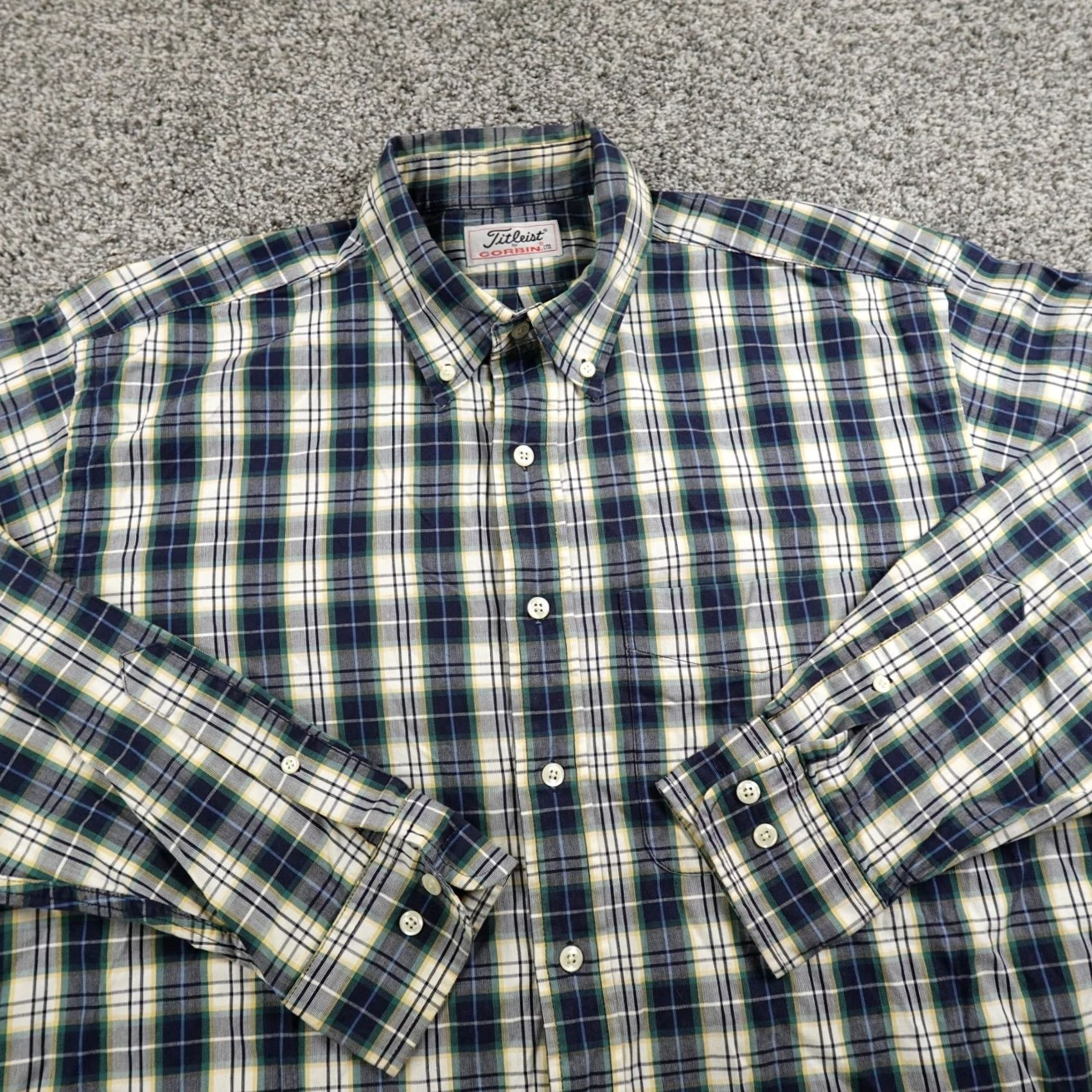 Titleist VINTAGE Titleist Shirt Mens M Blue Beige Golf Golfing Long Sleeve Button Up Corbin Size US M / EU 48-50 / 2 - 3 Thumbnail