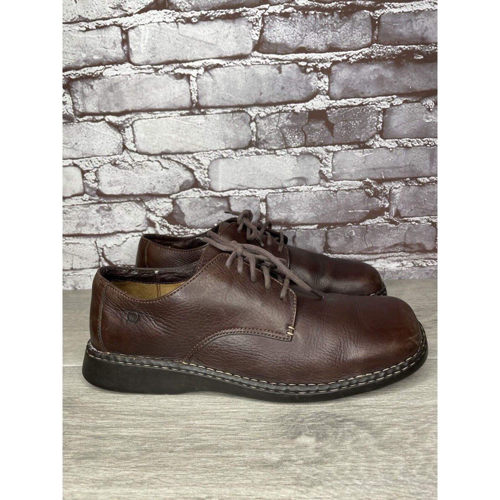 Born Born Handcrafted Brown Leather Oxfords Lace Up Casual Shoes Size US 12 / EU 45 - 1 Thumbnail