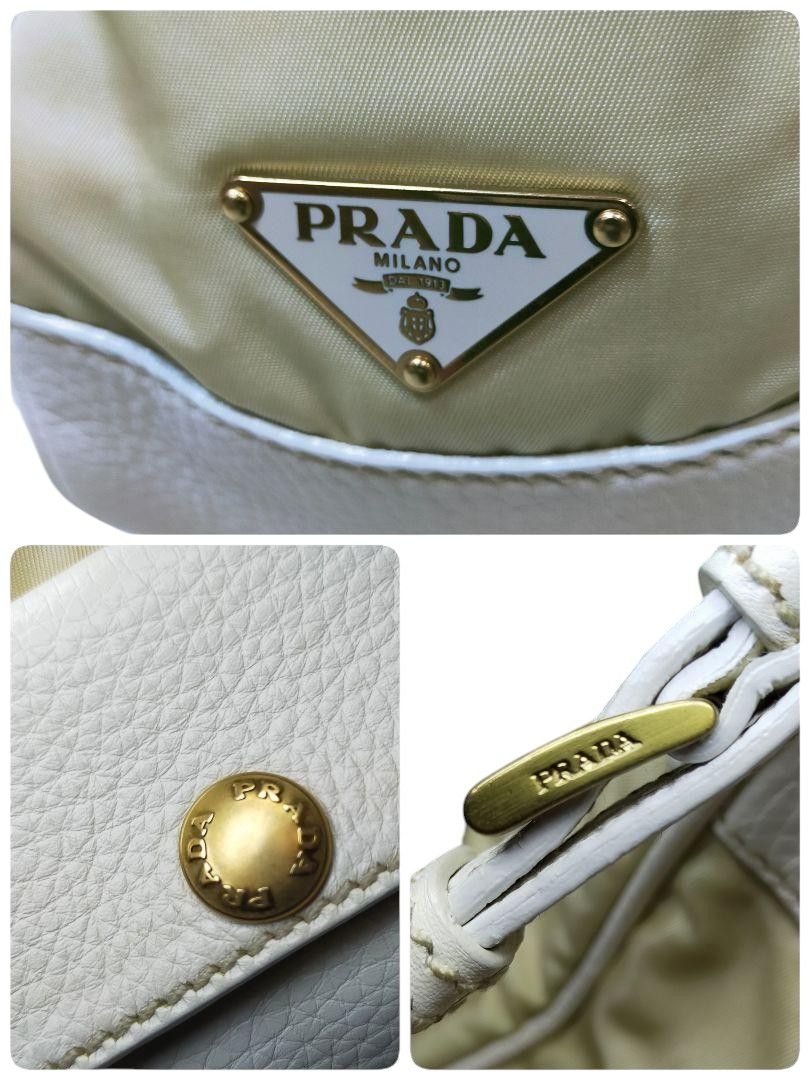 Prada Prada - One Shoulder Bag Triangle Logo Leather White Handbag Size ONE SIZE - 3 Thumbnail
