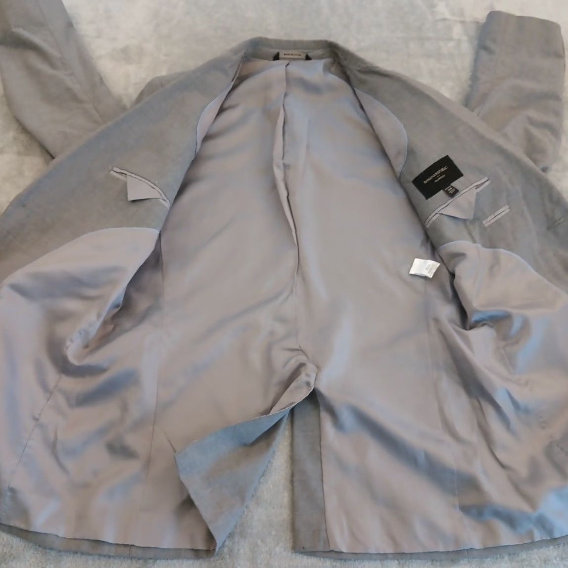 Banana Republic Banana Republic Blazer Mens 40 Gray Polyester Blend Two Button Single Vent Notch Lapel 2 Piece Regular Mens Size 40R - 7 Thumbnail