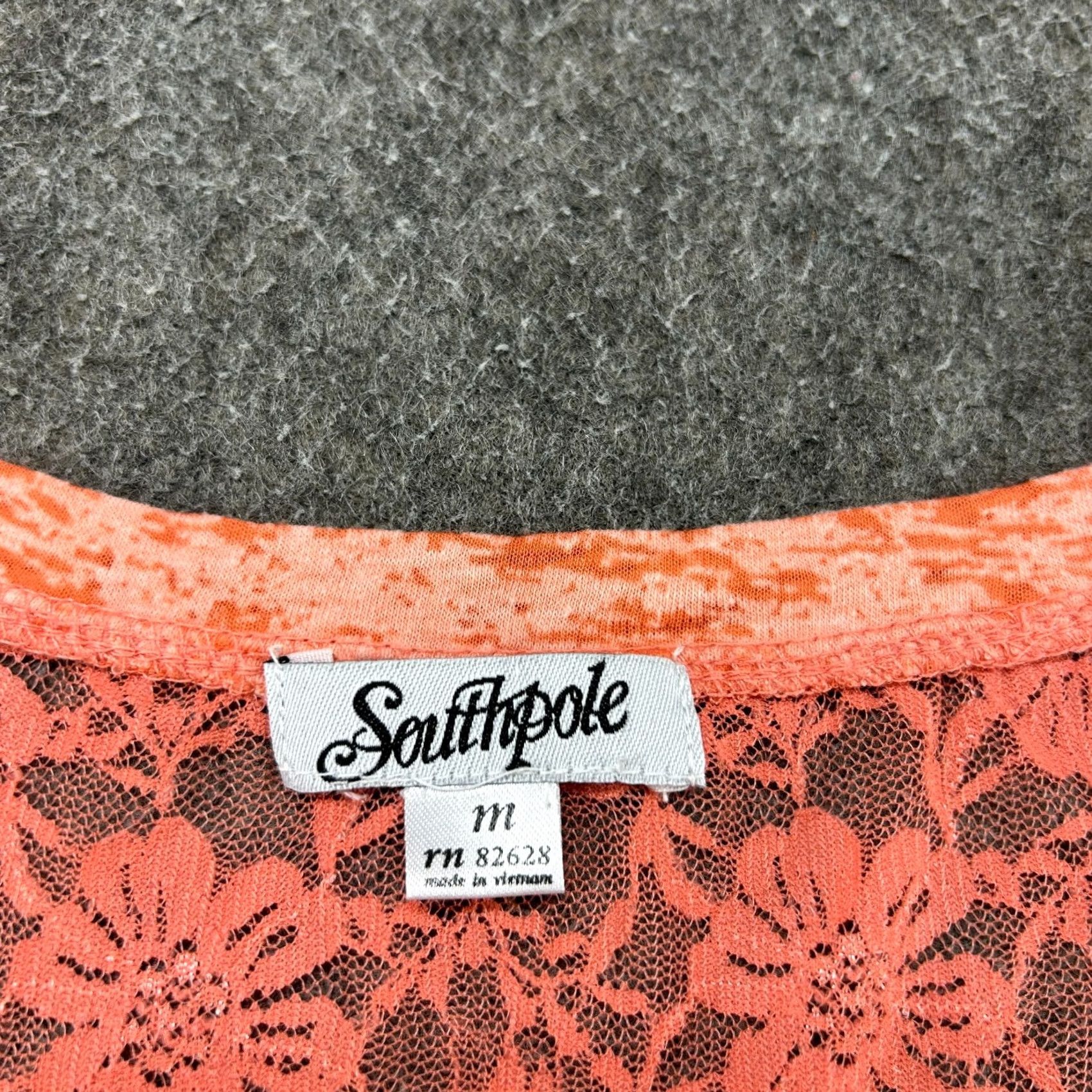 Southpole VINTAGE Southpole Shirt Womens M Orange Lace Trim Rhinestone Floral Bling Y2K Size M / US 6-8 / IT 42-44 - 2 Thumbnail