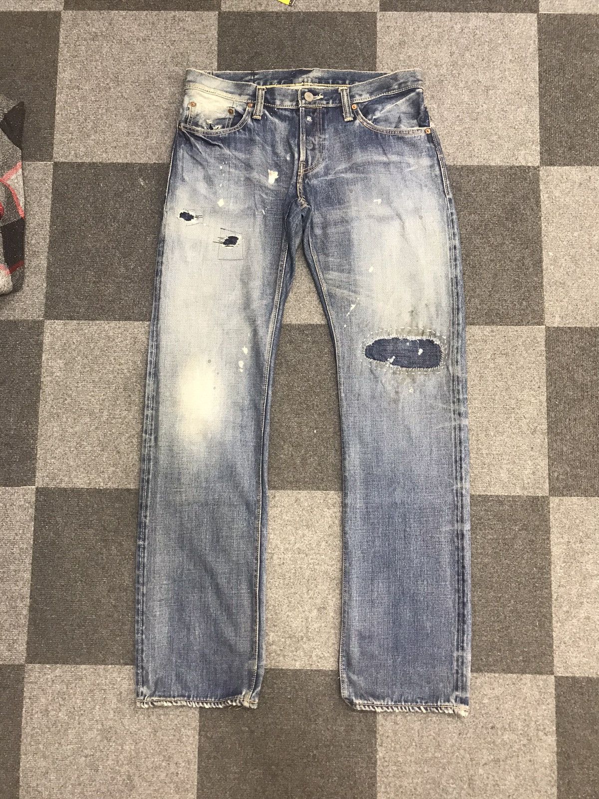Japanese Brand fin&Sons Japan Distressed Redline Selvedge Jeans Size US 34 / EU 50 - 3 Thumbnail