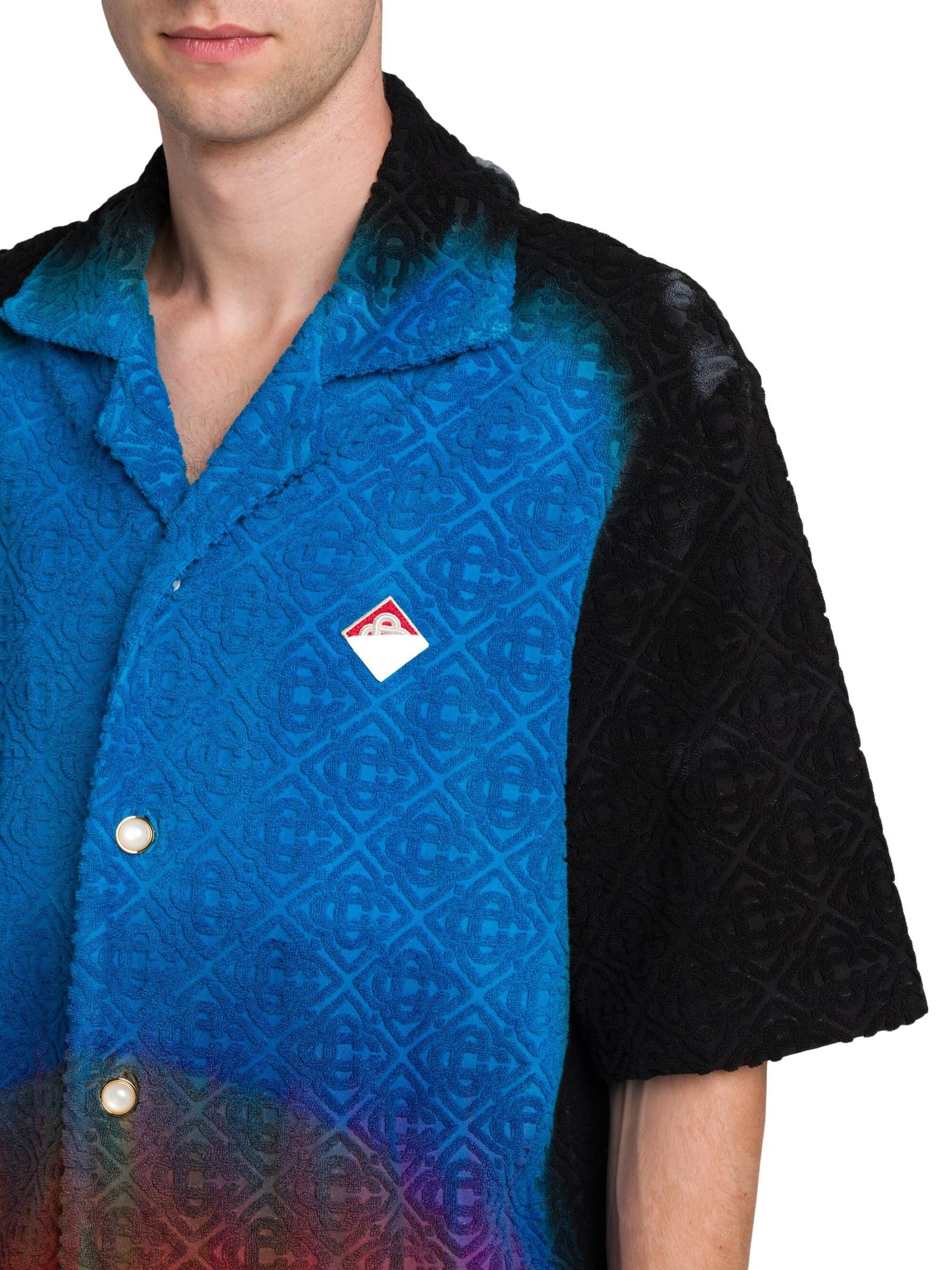 Casablanca os11x0725 Camp Collar Jacquard Monogram Shirt in Multicolor Size US M / EU 48-50 / 2 - 5 Thumbnail