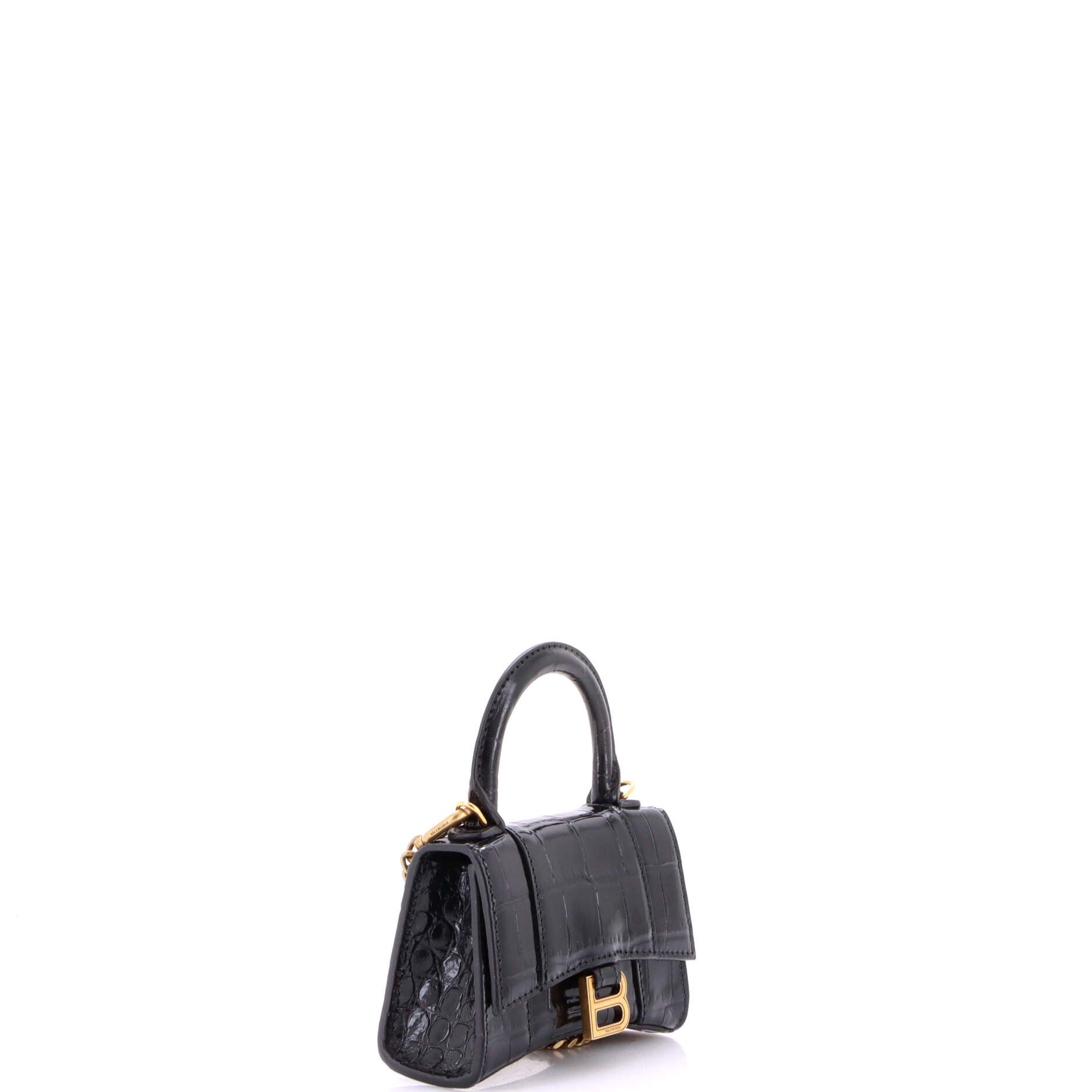 Balenciaga Hourglass Chain Top Handle Bag Crocodile Embossed Leather Mini Size ONE SIZE - 1 Thumbnail