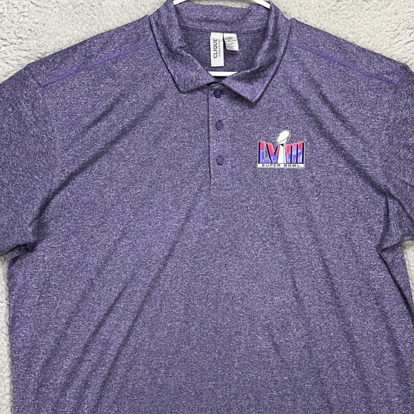 Vintage Clique Super Bowl LV III Mens Polo Shirt 2XL Purple Short Sleeve Rugby Football Classic Size US XXL / EU 58 / 5 - 2 Thumbnail