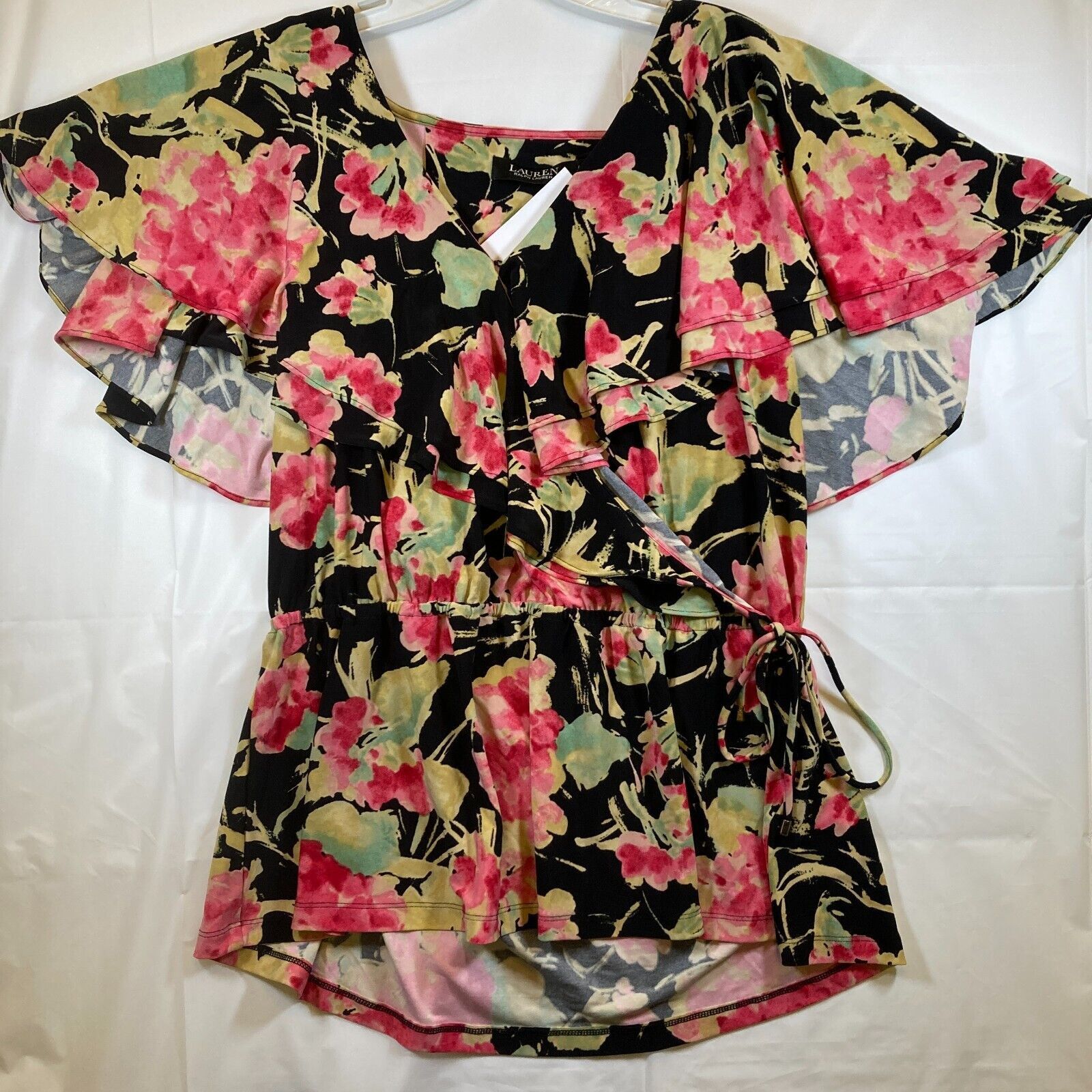 Lauren Ralph Lauren RALPH LAUREN Women’s Black Floral Sleeve Blouse Large Size L / US 10 / IT 46 - 10 Thumbnail