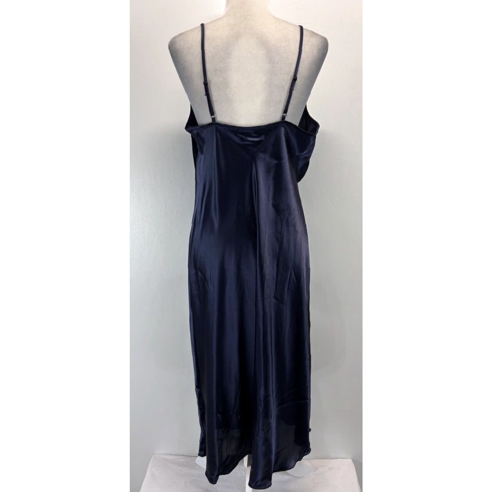 Bebe bebe Satin Cowl Neck Midi Slip Dress Sz Large Women’s Navy Blue Whimsigoth Size L / US 10 / IT 46 - 3 Thumbnail
