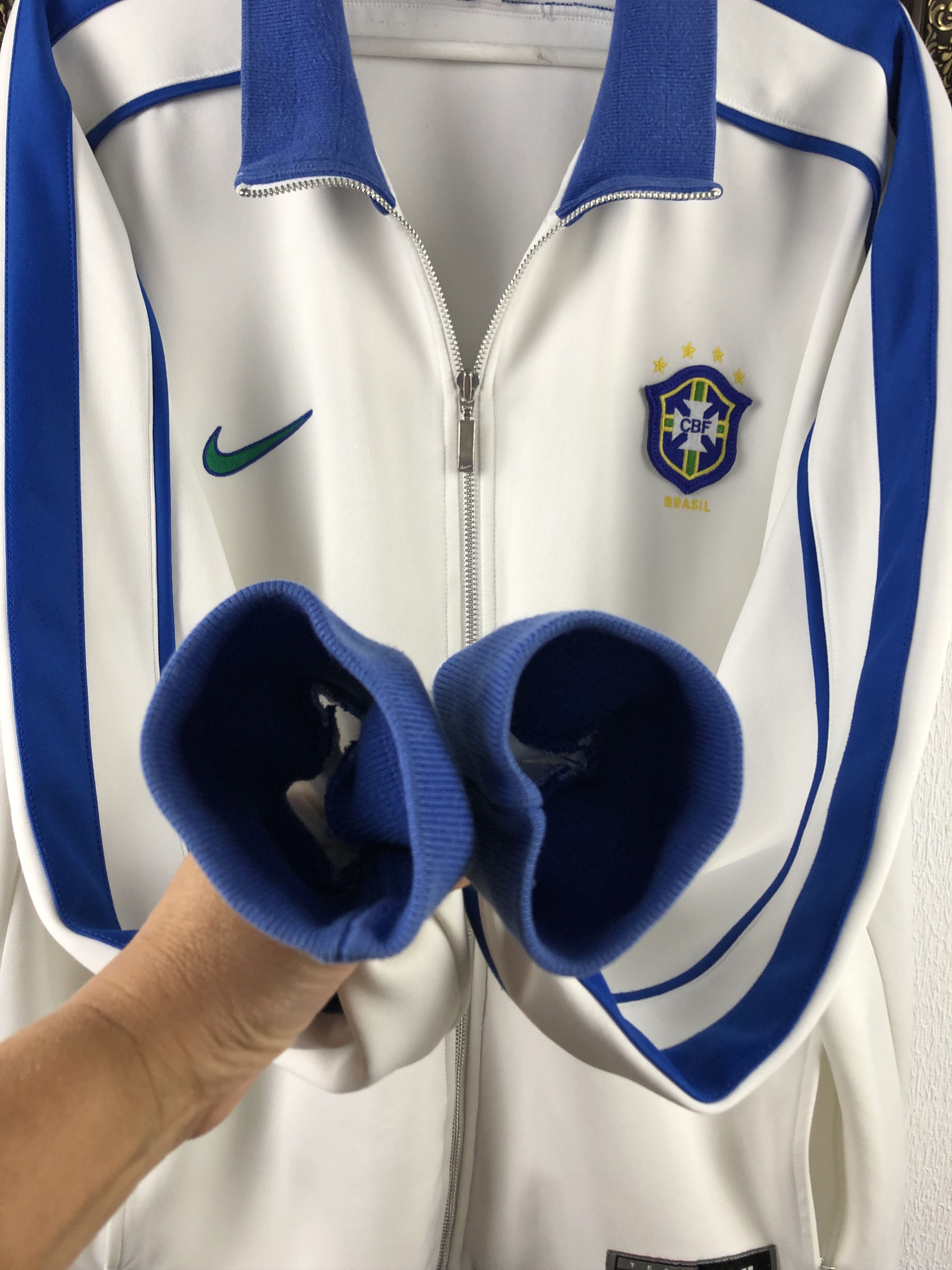 Nike × Vintage Vintage Nike Brazil Jacket Soccer Track Top White Zip Size US XXL / EU 58 / 5 - 9 Thumbnail