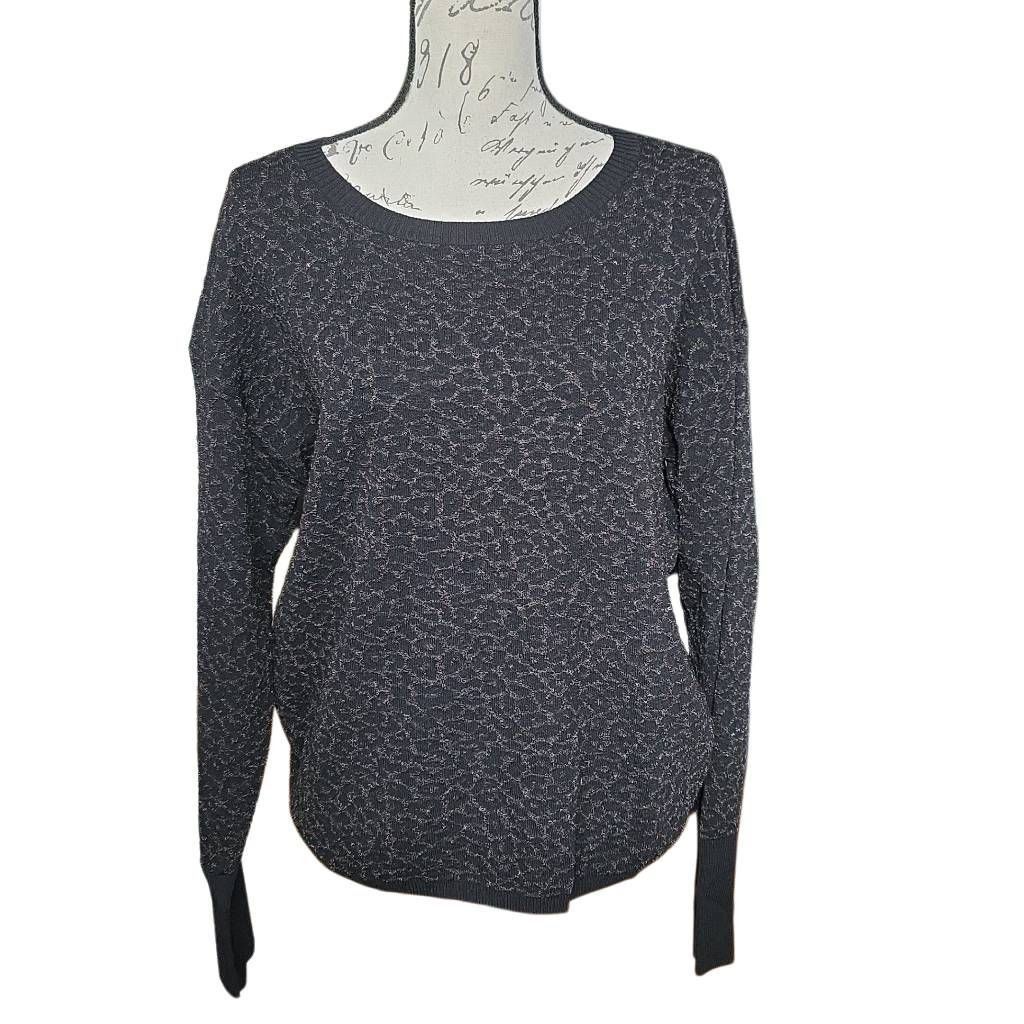 Express Express Women's Size Large Black Shimmery Pattern Crew Neck Size L / US 10 / IT 46 - 1 Thumbnail