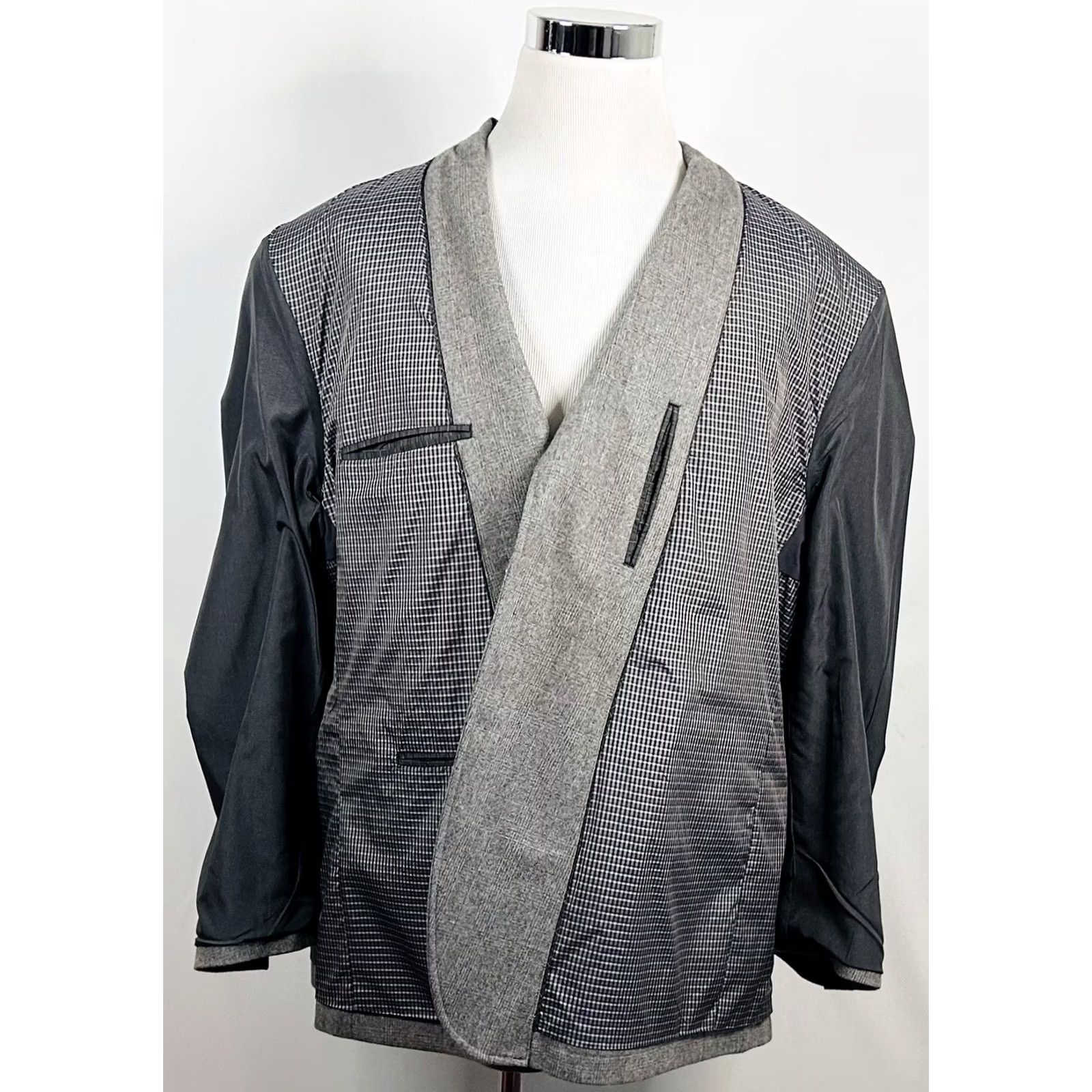Joseph Abboud Joseph Abboud Sport Coat Gray Plaid Elbow Patches Two Button Vented 3X Big & Tall Mens Jacket Coat Size US XS / EU 42 / 0 - 7 Thumbnail