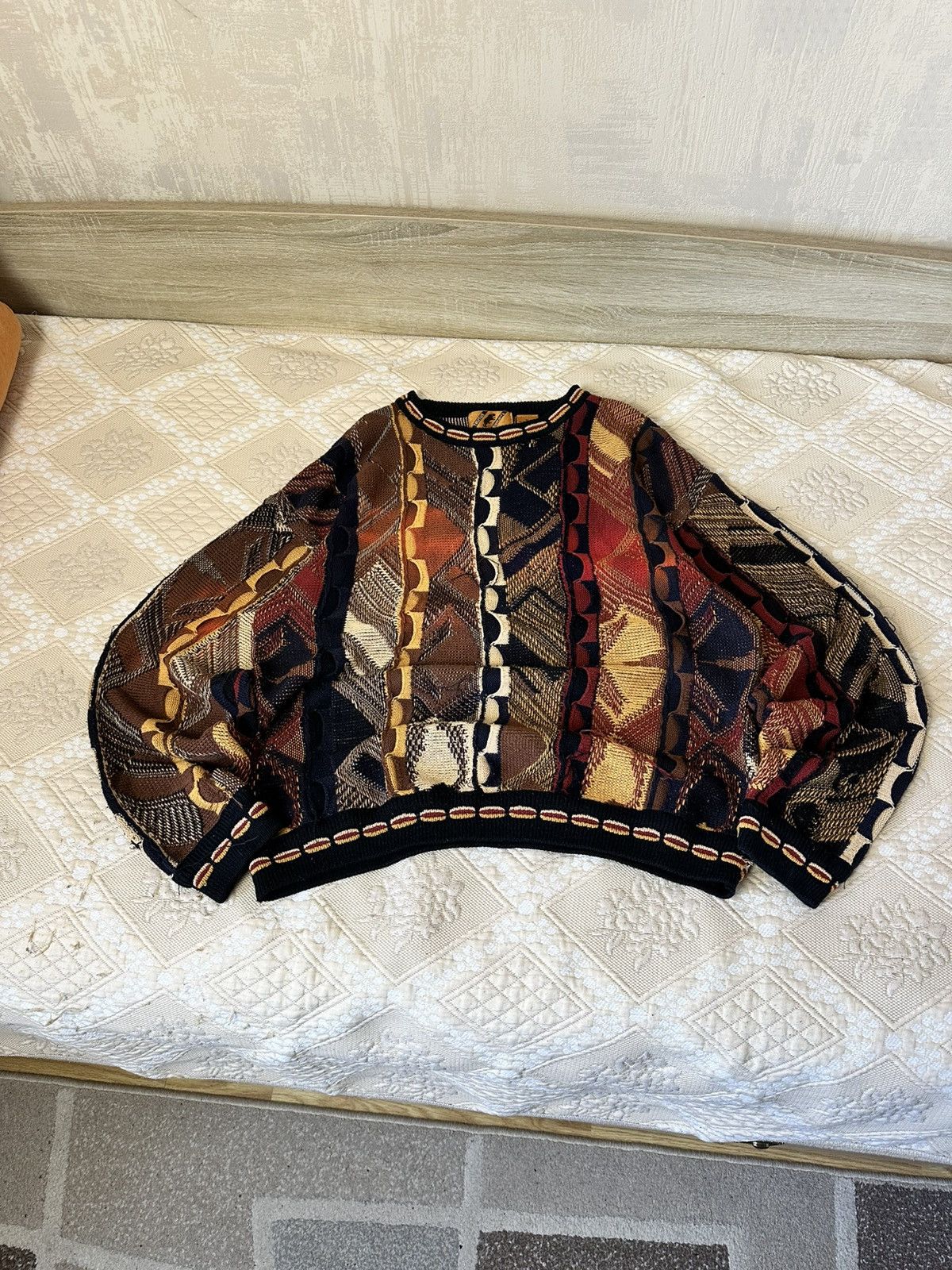 Coogi 🔥 Coogi Style Cable Knit 3D Sweater Italy Pullover 90s Carlo Size US XL / EU 56 / 4 - 2 Thumbnail
