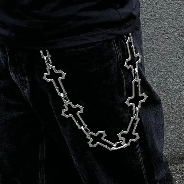 Jewelry Silver Cross & Link Metal Chains, Men's Accessory Chains Size ONE SIZE - 4 Thumbnail