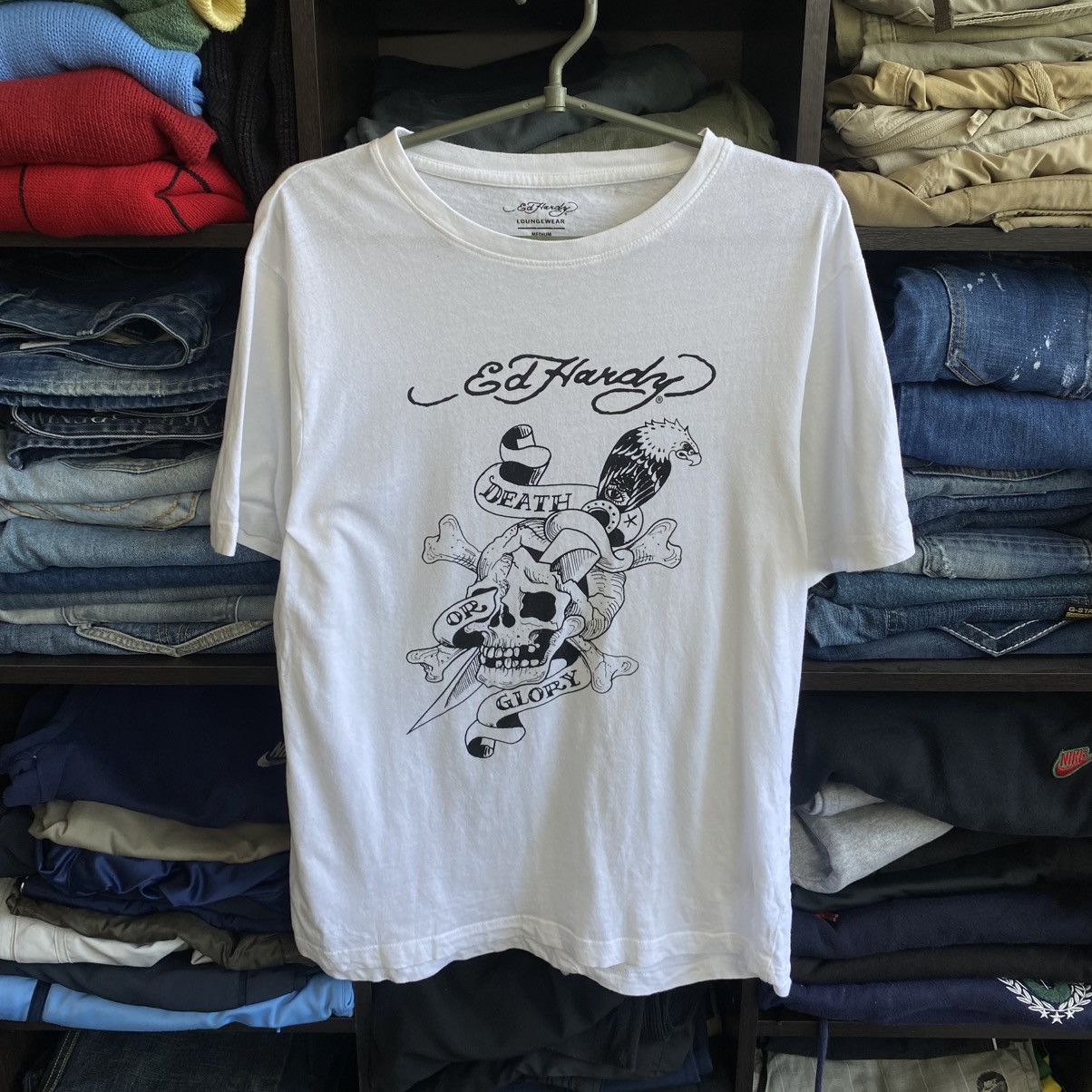 Ed Hardy Mens Ed Hardy by Christian Audigier Big Logo y2k opium tee Size US M / EU 48-50 / 2 - 1 Thumbnail