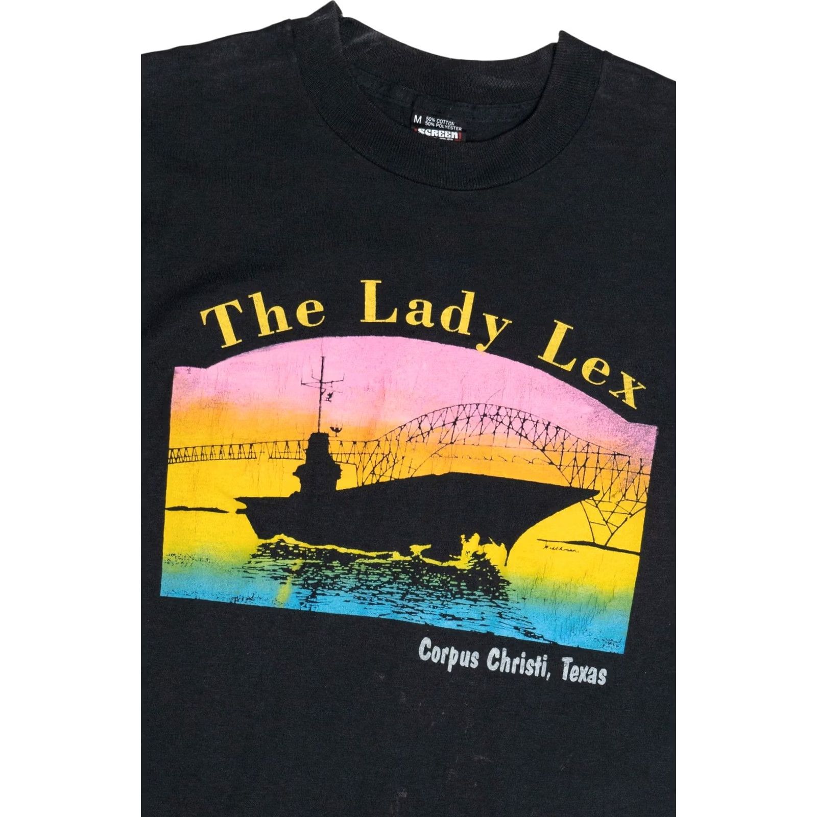 Vintage VINTAGE Screen Stars T-Shirt M Black "The Lady Lex" "Corpus Christi, Texas" Rainbow Graphic 1980s Size US M / EU 48-50 / 2 - 2 Thumbnail