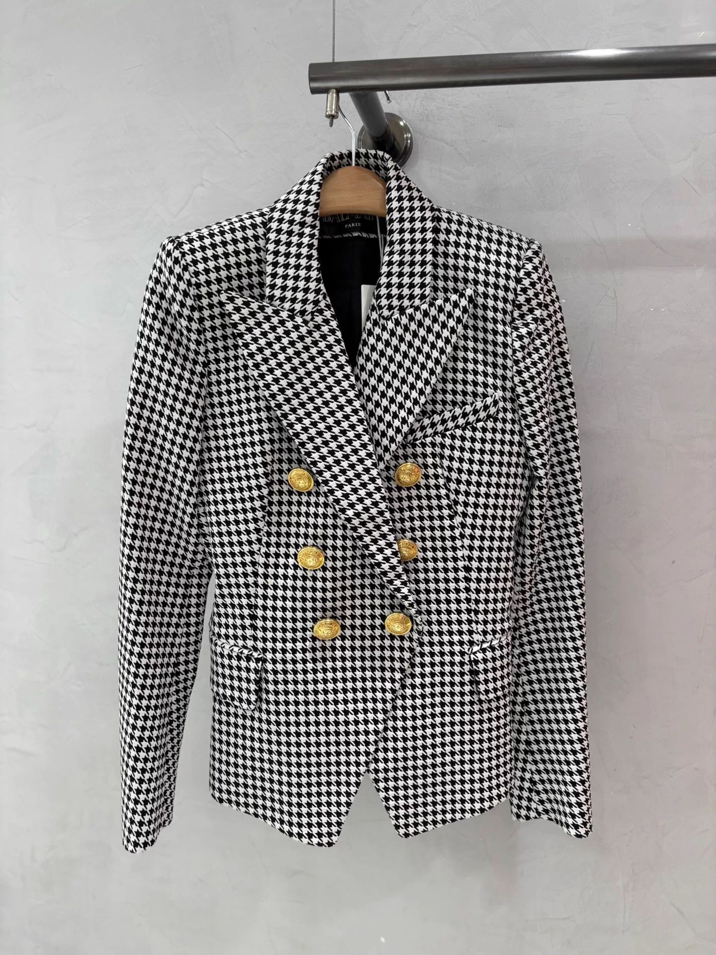 BALMAIN Cinched Houndstooth Blazer BW Deadstock
