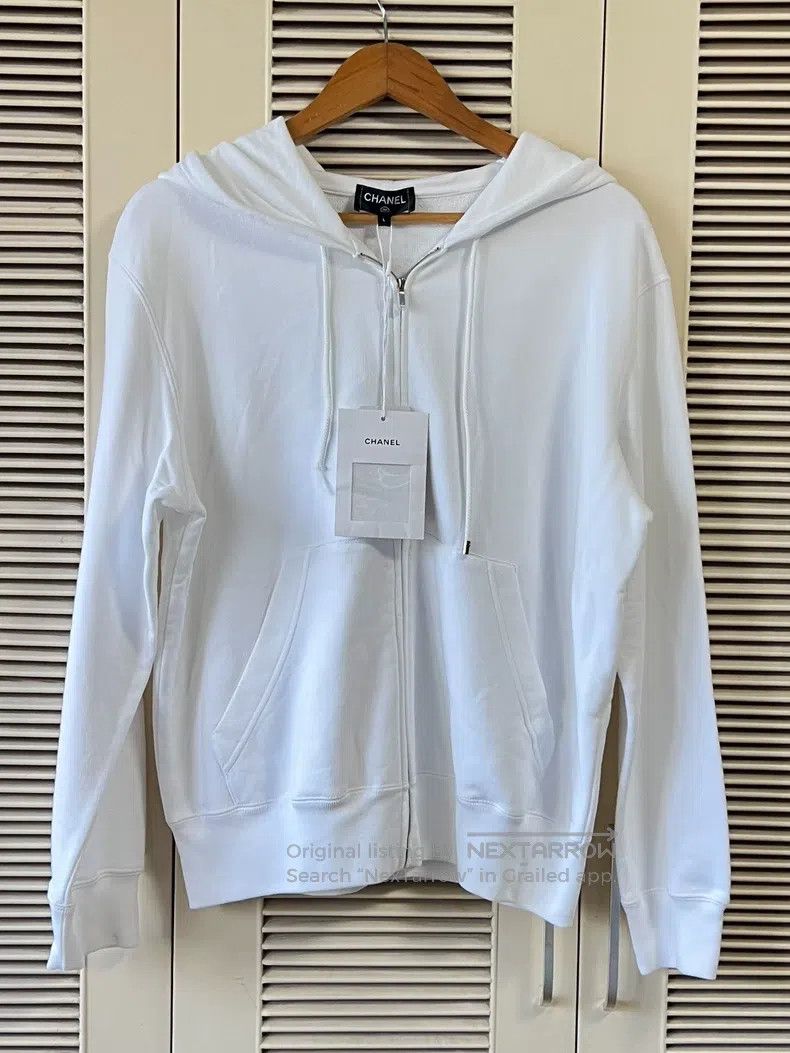 Chanel White graffiti hooded sweatshirt jacket