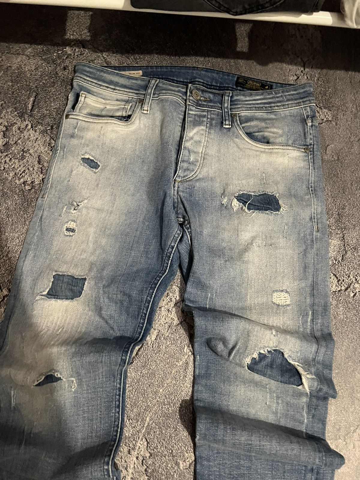 Japanese Brand Destroyed Sexy Skinny Fit Glamour Swag Jeans Size US 32 / EU 48 - 2 Thumbnail