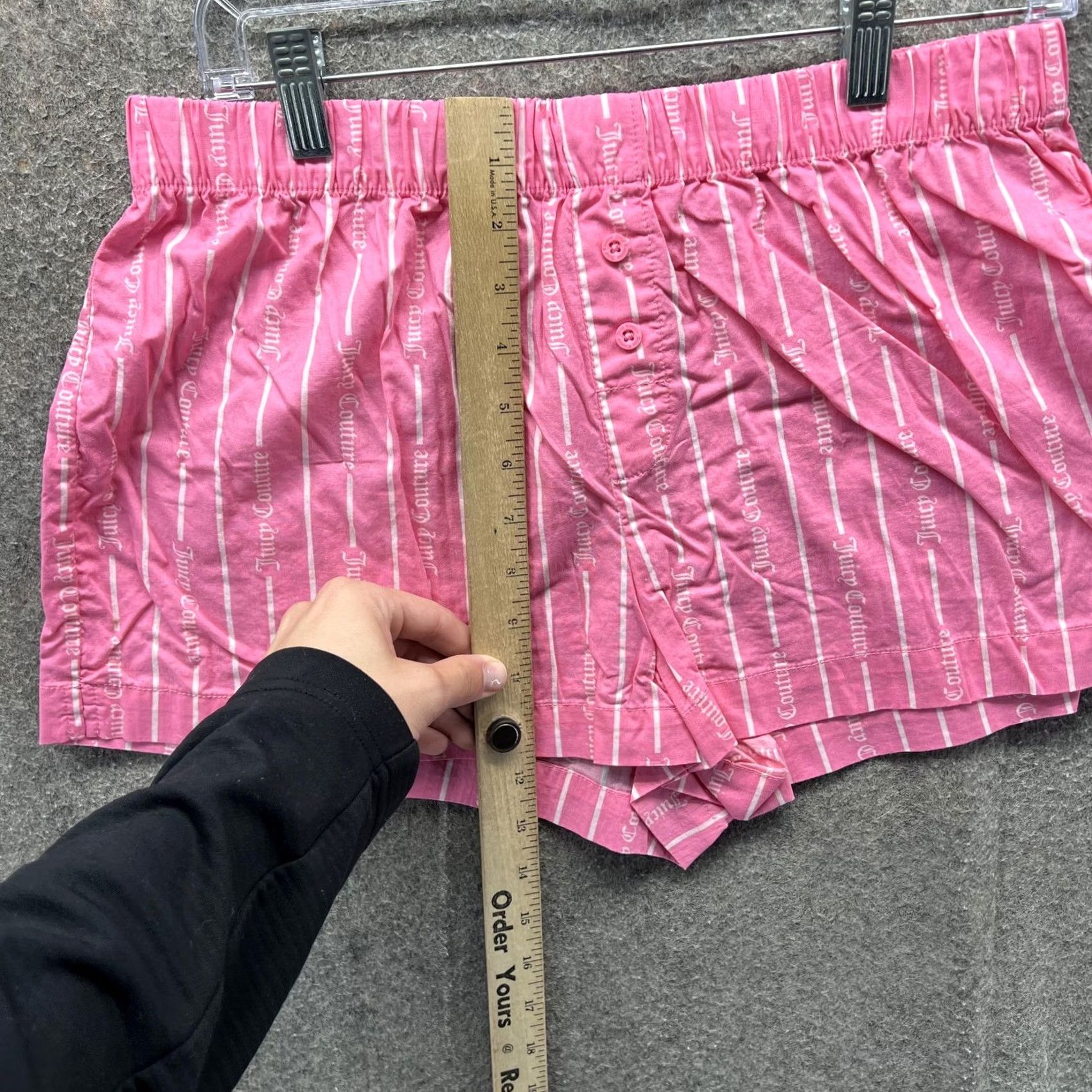 Juicy Couture Juicy Couture Sleep Shorts Womens Medium Pink Striped Logo Print Lounge Size 32" / US 10 / IT 46 - 6 Thumbnail