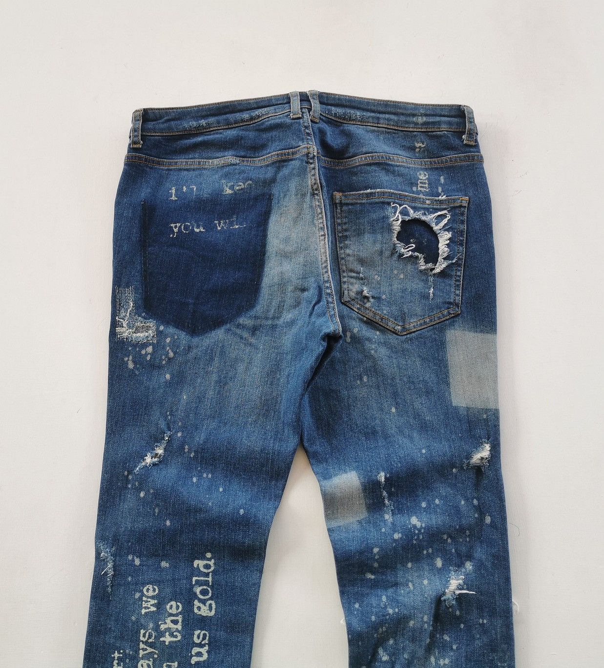 Seditionaries Thrashed Punk Zipper Text Distressed Zara Jeans Size US 32 / EU 48 - 7 Thumbnail