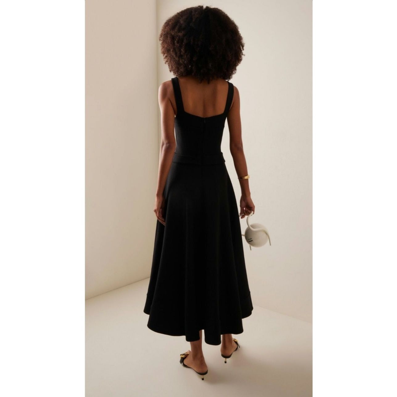 ALEXIS NWT Alexis Fiore Dress in Black Midi A-Line Wool Size Large Size L / US 10 / IT 46 - 3 Thumbnail