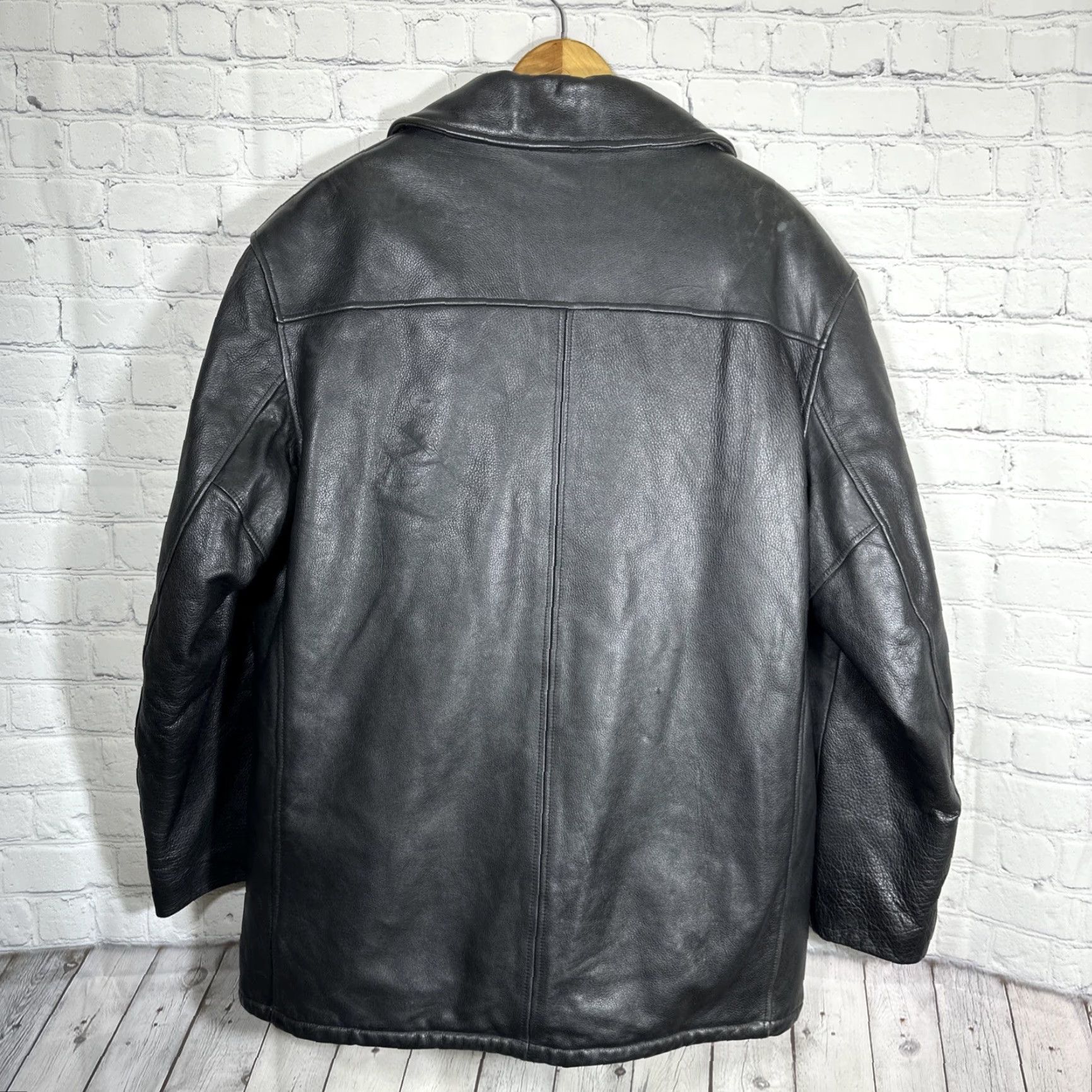 Vintage VINTAGE Winlit Black Mens Leather Jacket Mid-Length Parka Classic Biker 4 Front Pockets 2 Snap 2 Slash Lined Motorcyle Moto Size US M / EU 48-50 / 2 - 7 Thumbnail