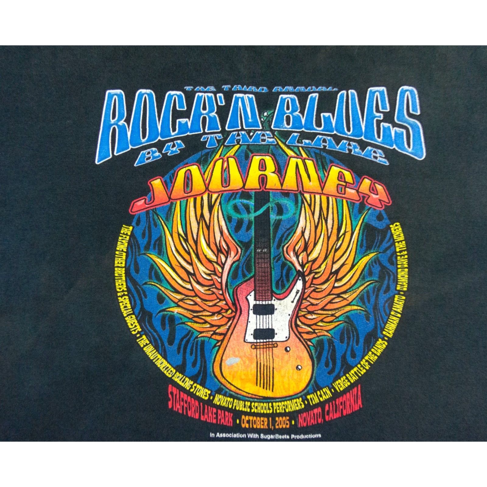 Gildan VINTAGE Gildan Rock'n Blues by the Lake Shirt Adult XL Black 2005 Band Tee Mens Size US XL / EU 56 / 4 - 2 Thumbnail