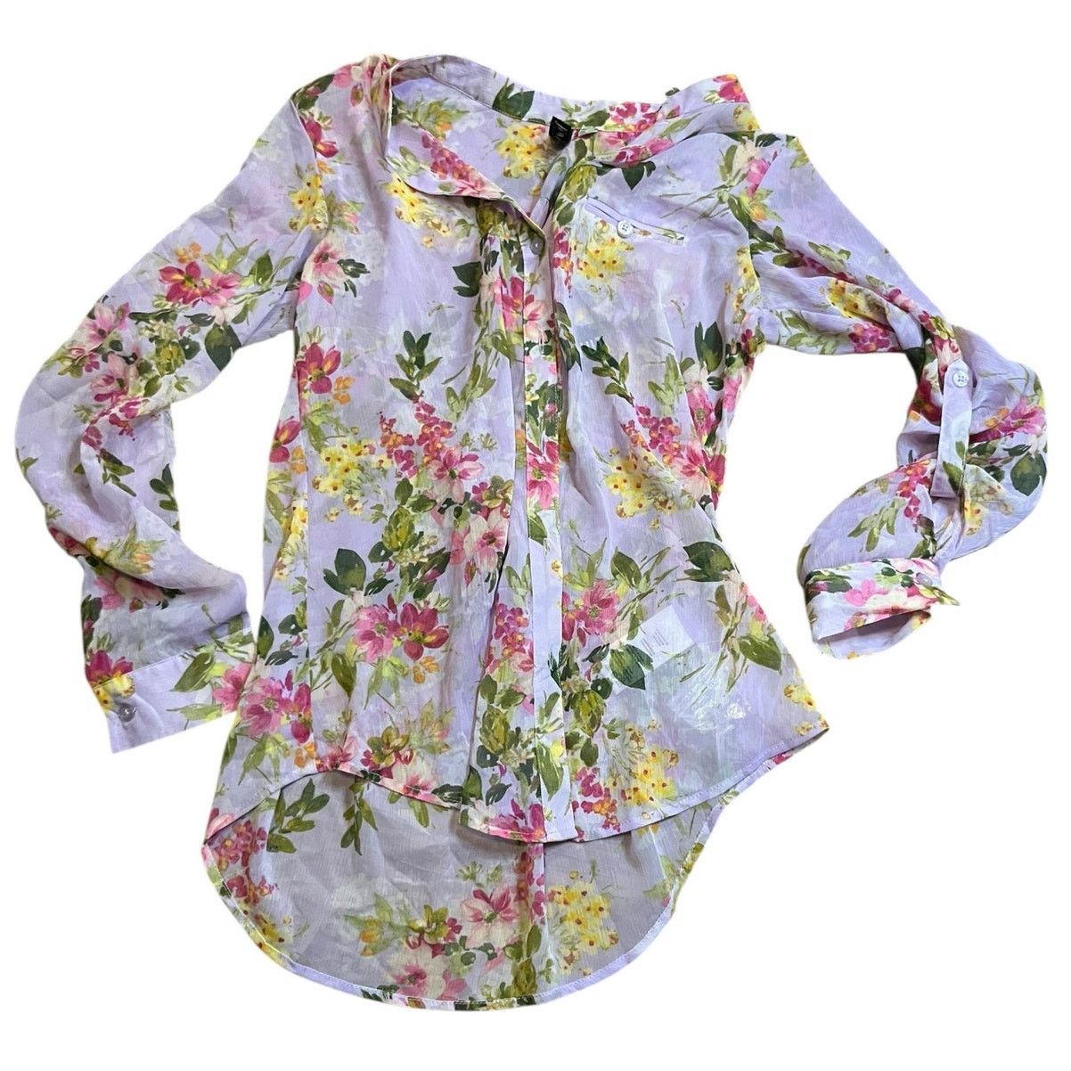 Other KUT from the Kloth Jasmine Chiffon Purple Floral Blouse Sm Size S / US 4 / IT 40 - 1 Thumbnail