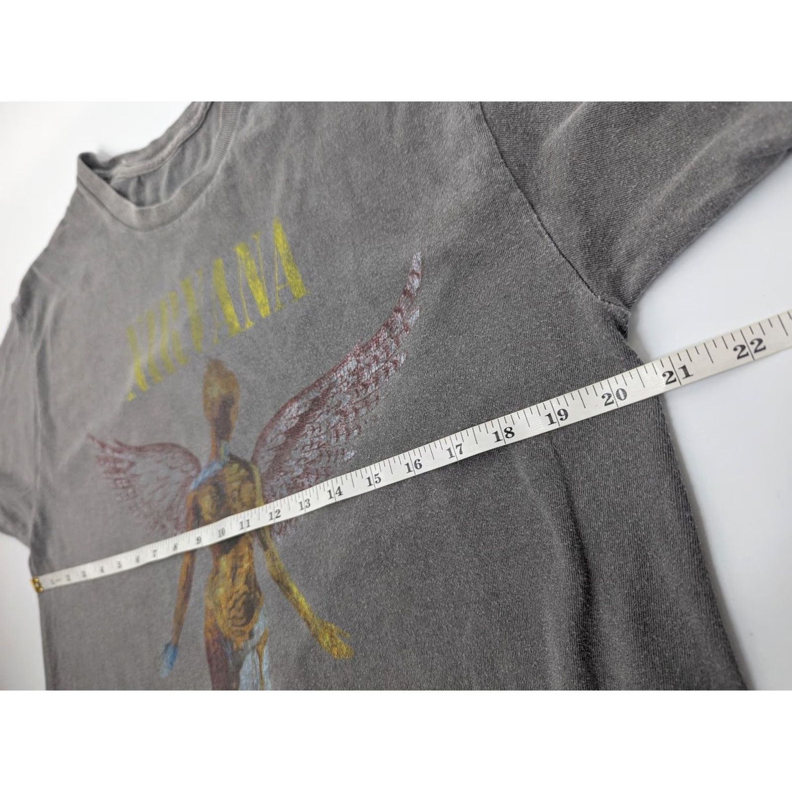 Vintage Nirvana Graphic T-Shirt Gray Short Sleeve Crew Neck Mens S/M Band In Utero Retro Logo 90s Size US S / EU 44-46 / 1 - 6 Thumbnail