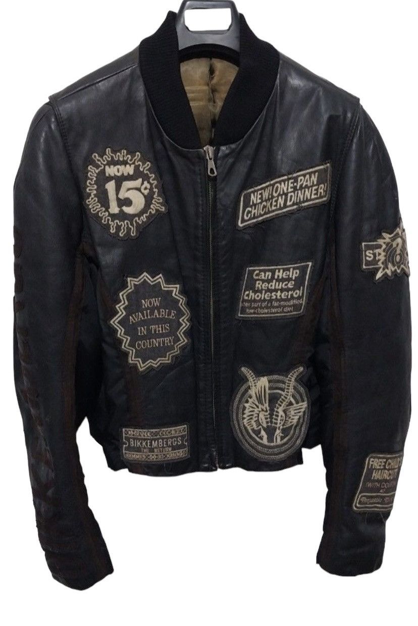 Dirk Bikkembergs Dirk Bikkembergs A/W 90-91 Satrical Patch Leather Jacket |  Grailed