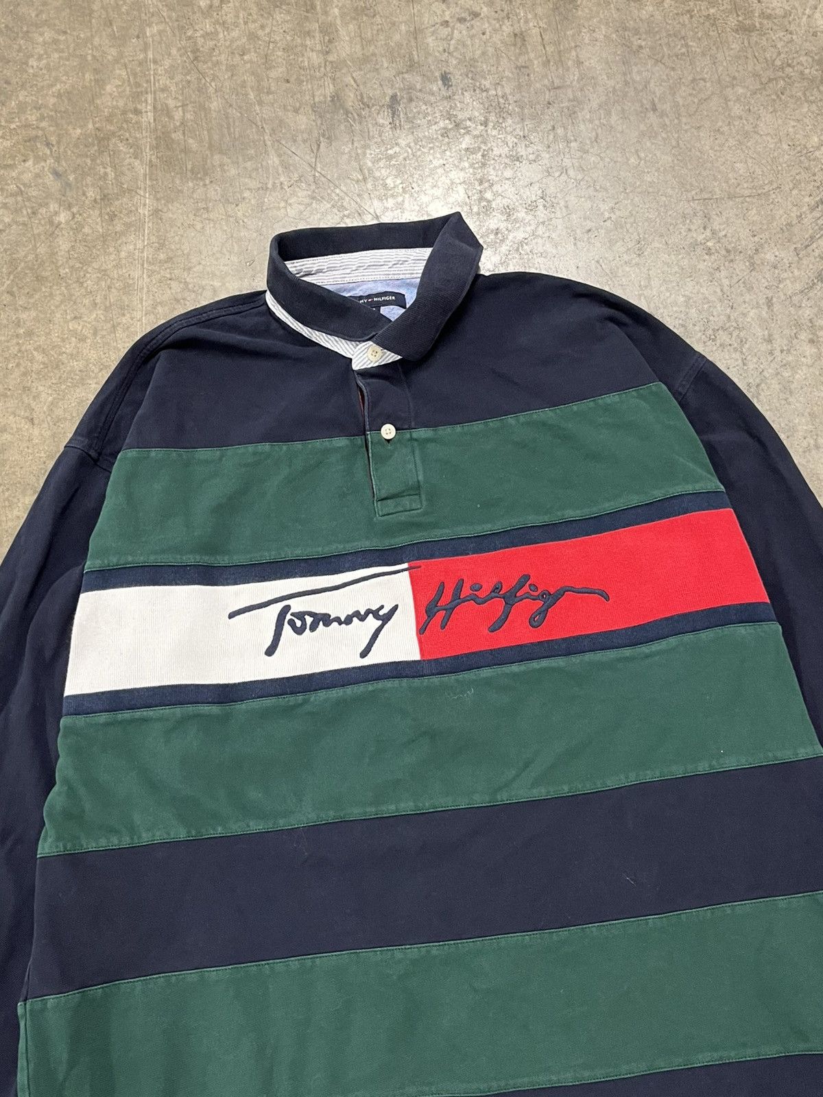 Tommy Hilfiger × Vintage Vintage stripped rugby Tommy Hilfiger spell out preppy rare Size US XL / EU 56 / 4 - 5 Thumbnail